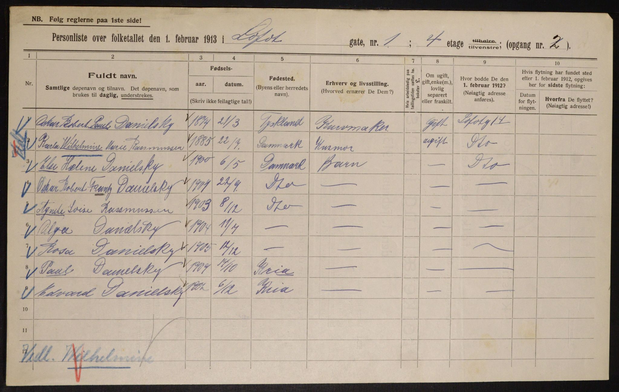 OBA, Kommunal folketelling 1.2.1913 for Kristiania, 1913, s. 58175