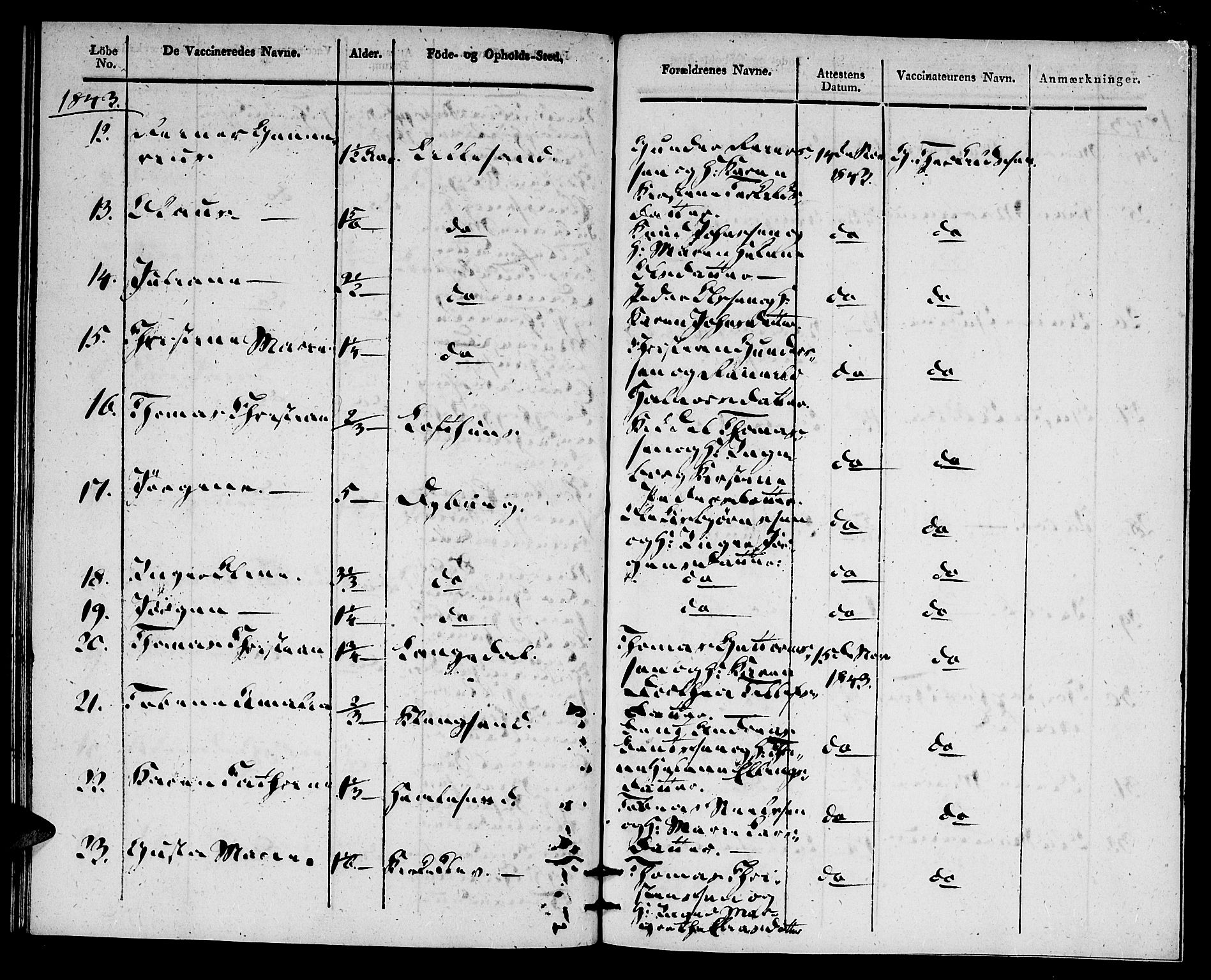 Vestre Moland sokneprestkontor, AV/SAK-1111-0046/F/Ff/L0002/0003: Vaksinasjonsprotokoll nr. A VI 3, 1830-1844