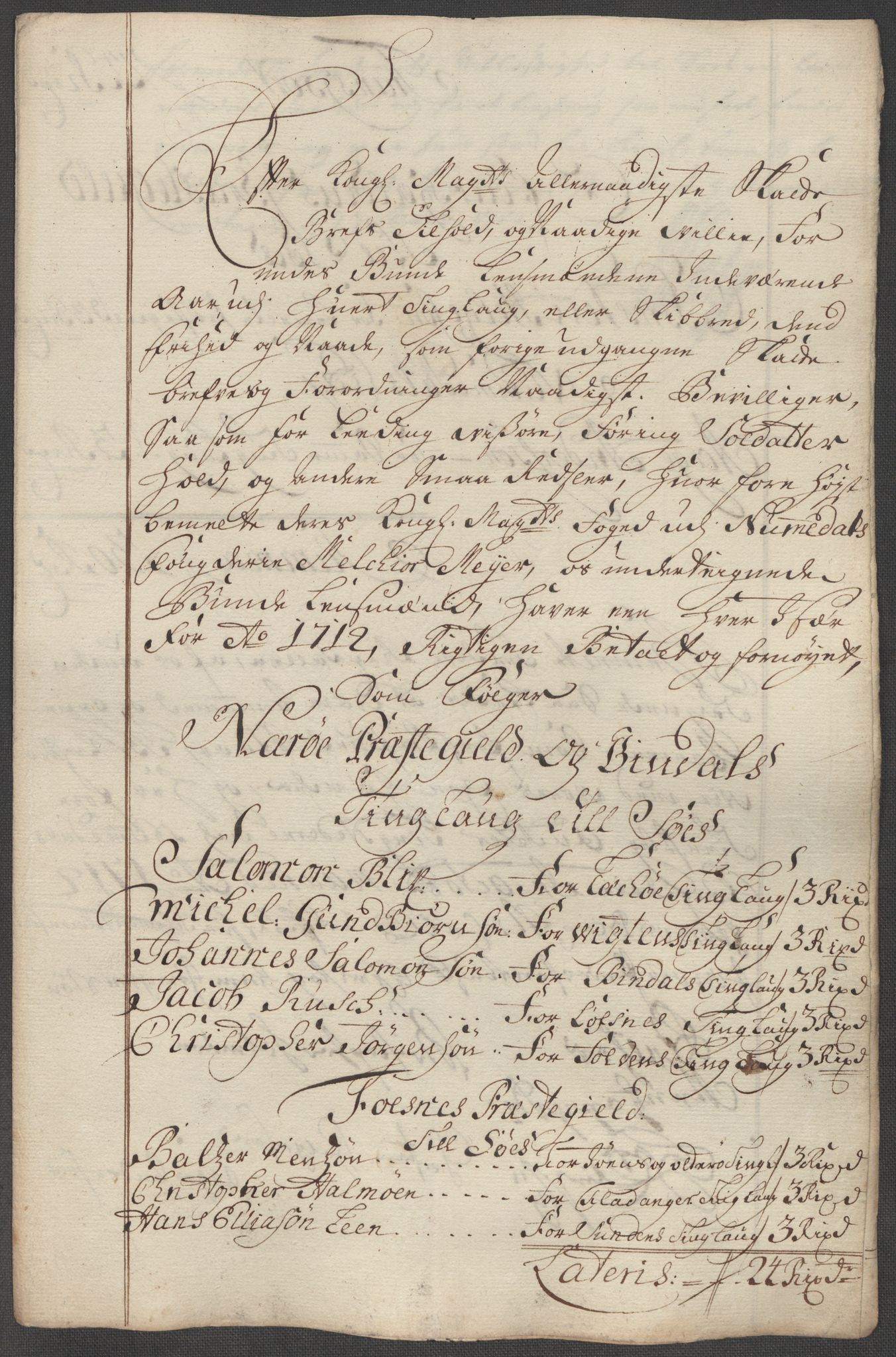 Rentekammeret inntil 1814, Reviderte regnskaper, Fogderegnskap, AV/RA-EA-4092/R64/L4433: Fogderegnskap Namdal, 1712, s. 198