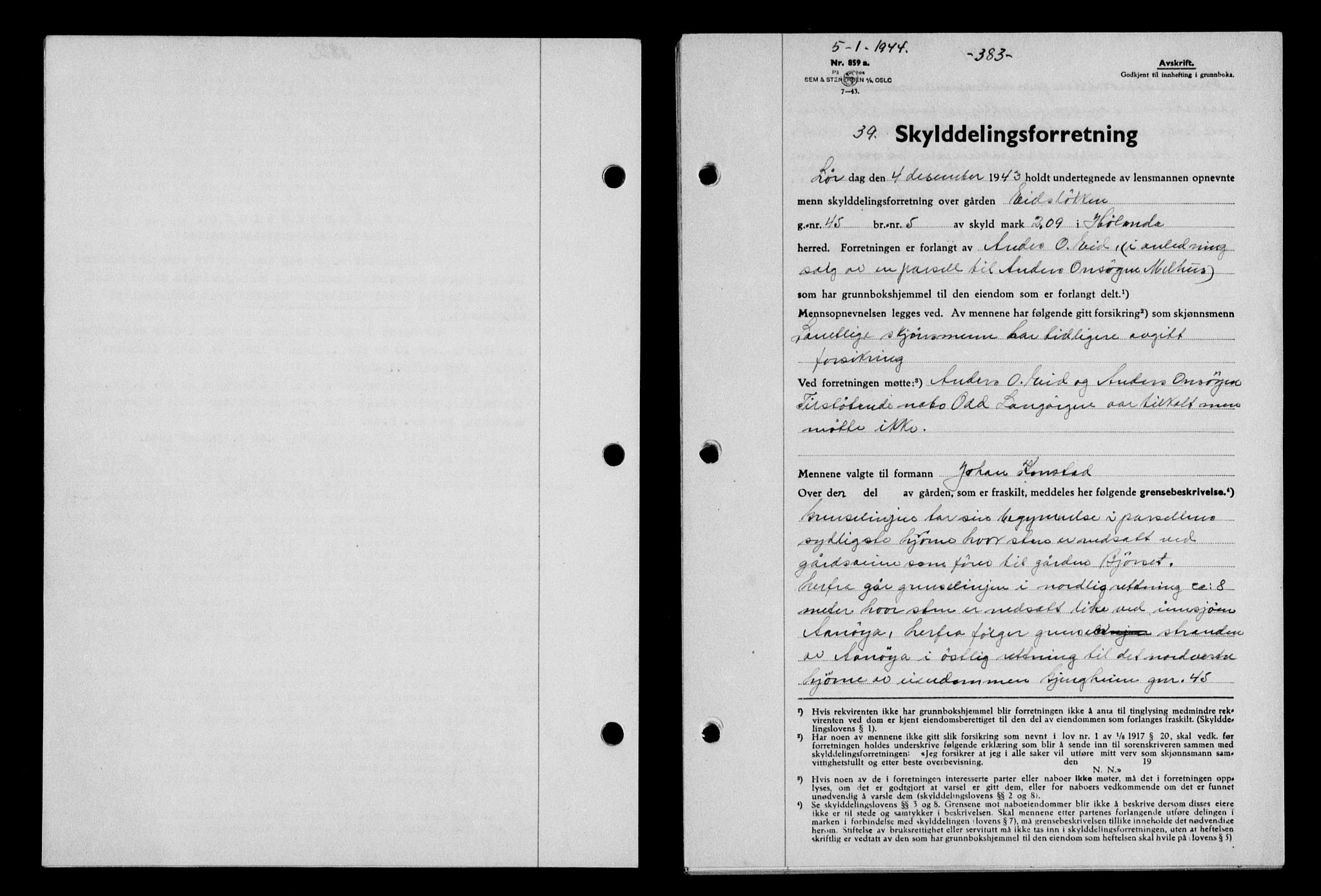 Gauldal sorenskriveri, SAT/A-0014/1/2/2C/L0057: Pantebok nr. 62, 1943-1944, Dagboknr: 39/1944