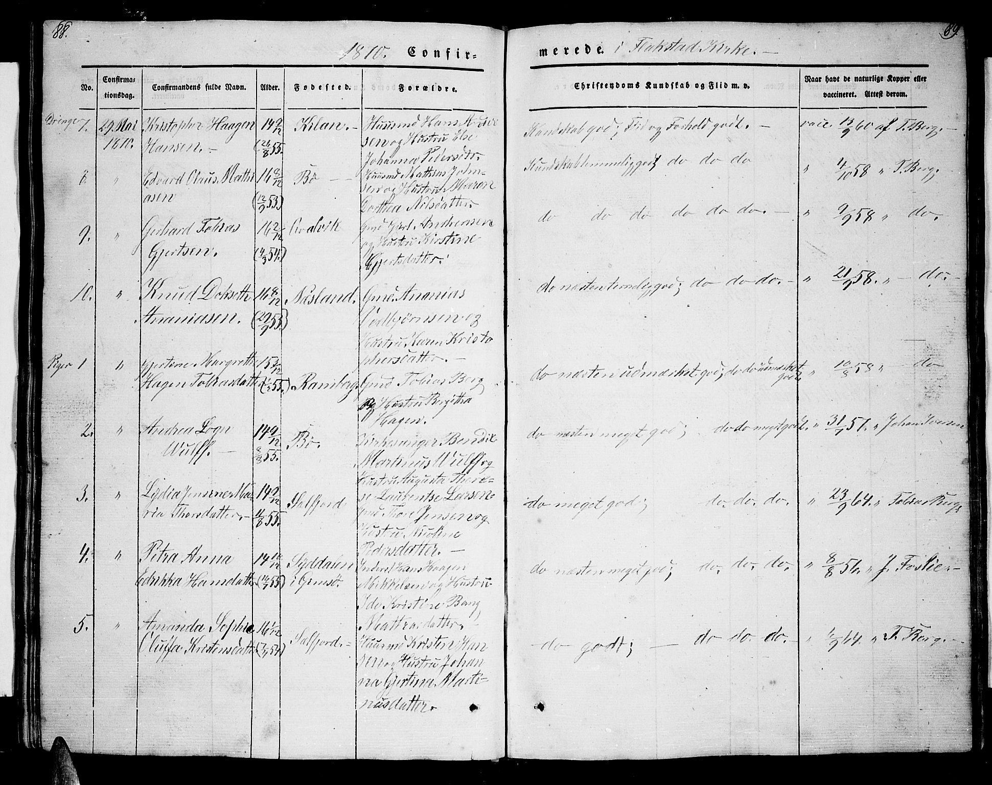 Ministerialprotokoller, klokkerbøker og fødselsregistre - Nordland, AV/SAT-A-1459/885/L1212: Klokkerbok nr. 885C01, 1847-1873, s. 88-89