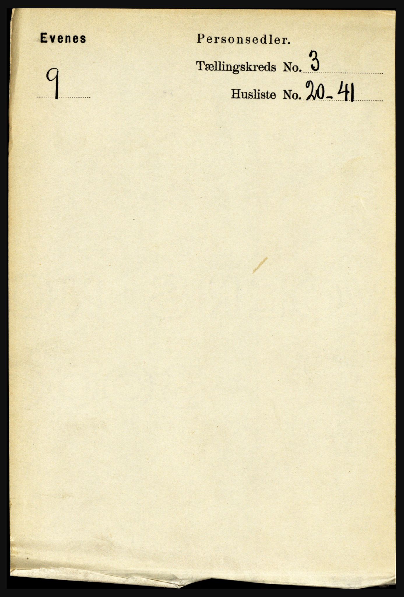 RA, Folketelling 1891 for 1853 Evenes herred, 1891, s. 898