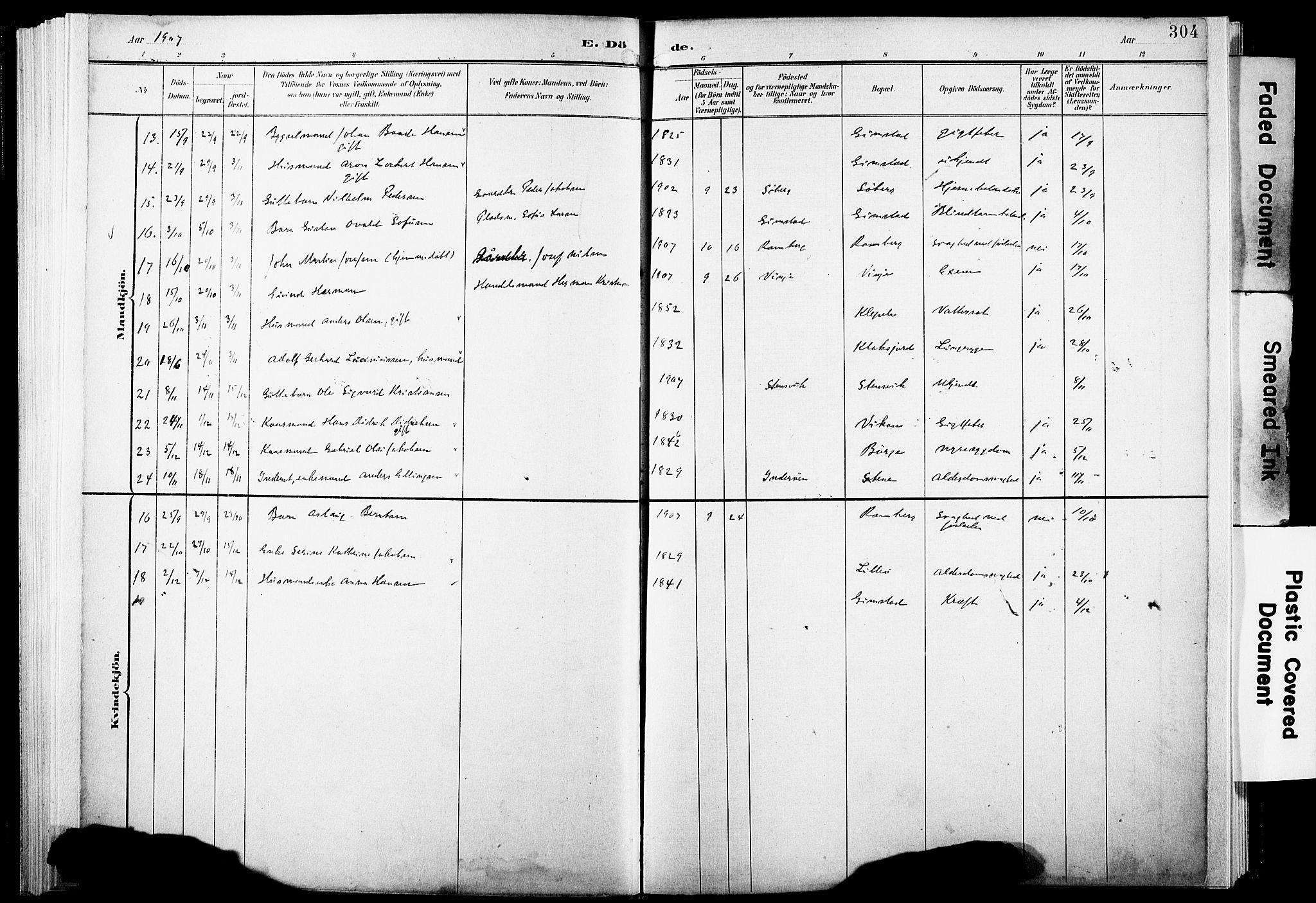 Ministerialprotokoller, klokkerbøker og fødselsregistre - Nordland, AV/SAT-A-1459/891/L1305: Ministerialbok nr. 891A10, 1895-1921, s. 304