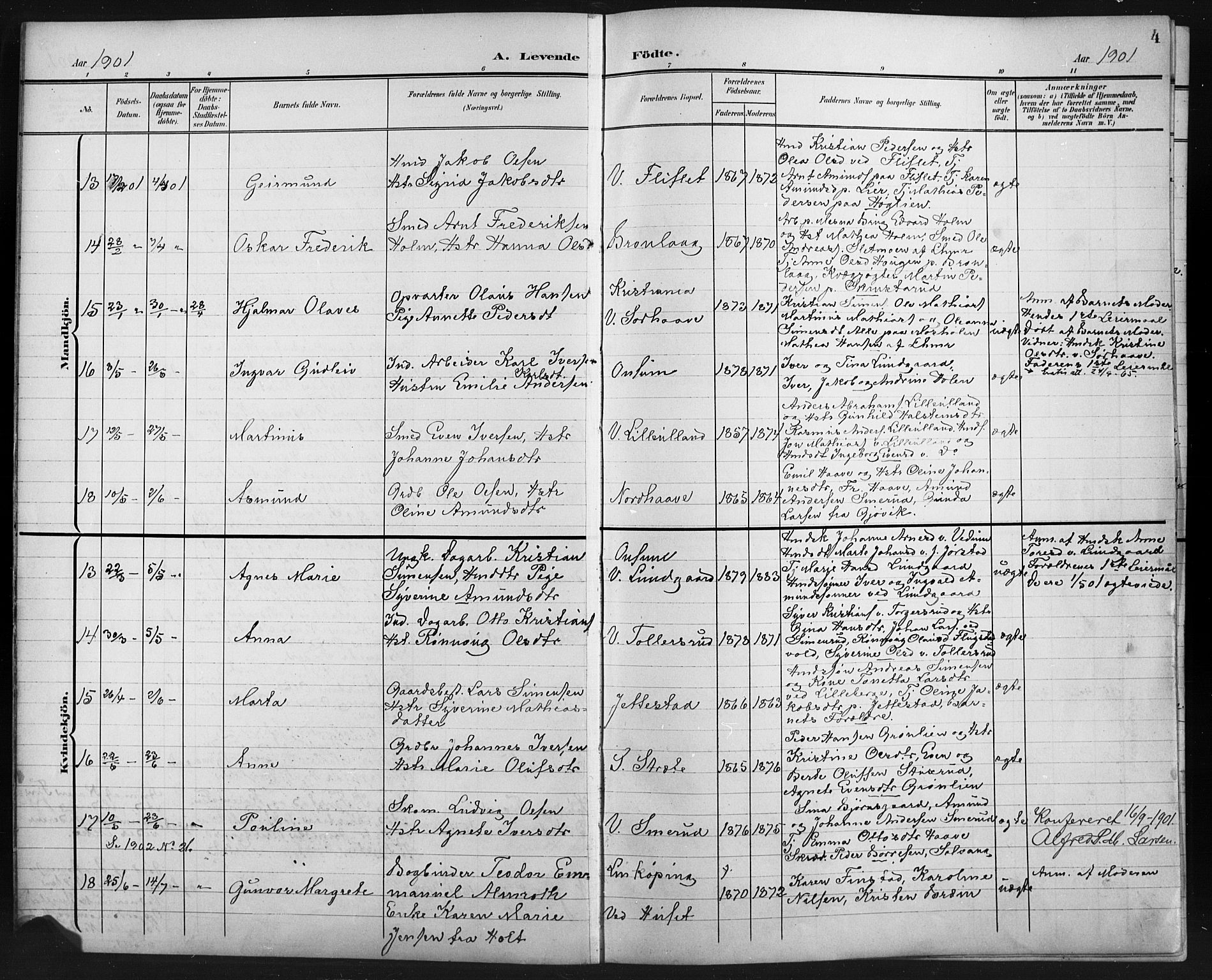 Fåberg prestekontor, AV/SAH-PREST-086/H/Ha/Hab/L0011: Klokkerbok nr. 11, 1901-1921, s. 4