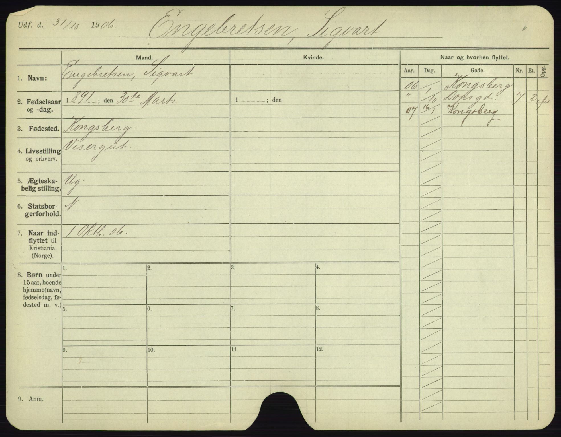 Oslo folkeregister, Registerkort, AV/SAO-A-11715/F/Fa/Fac/L0002: Menn, 1906-1914, s. 973a