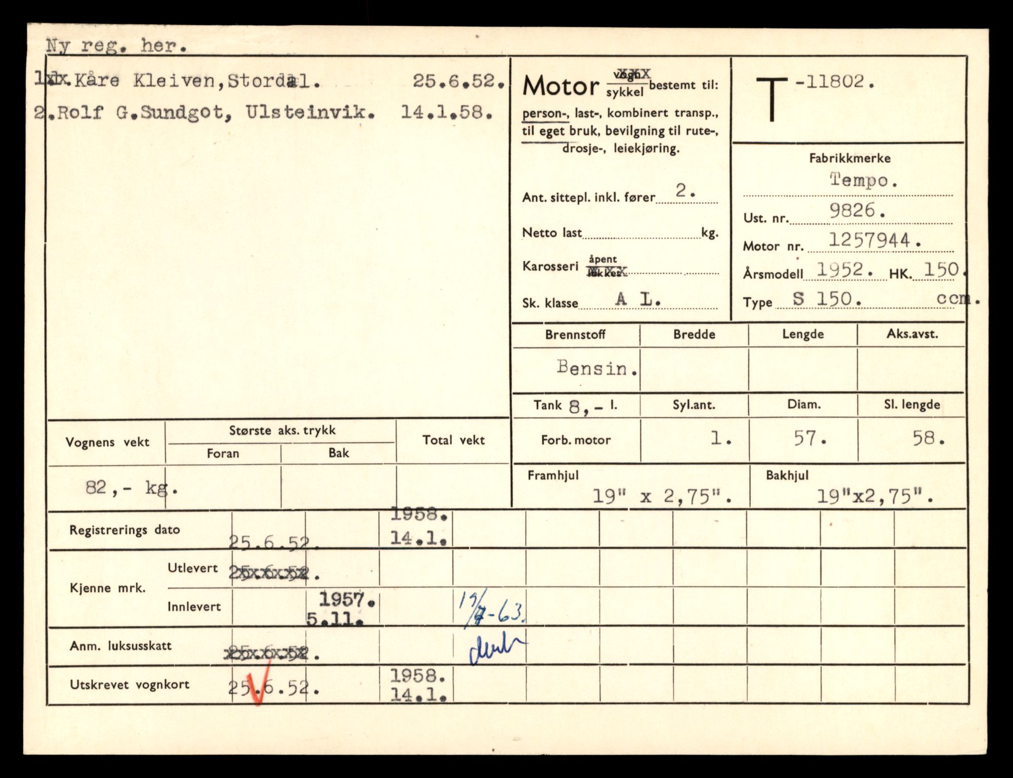 Møre og Romsdal vegkontor - Ålesund trafikkstasjon, AV/SAT-A-4099/F/Fe/L0031: Registreringskort for kjøretøy T 11800 - T 11996, 1927-1998, s. 39