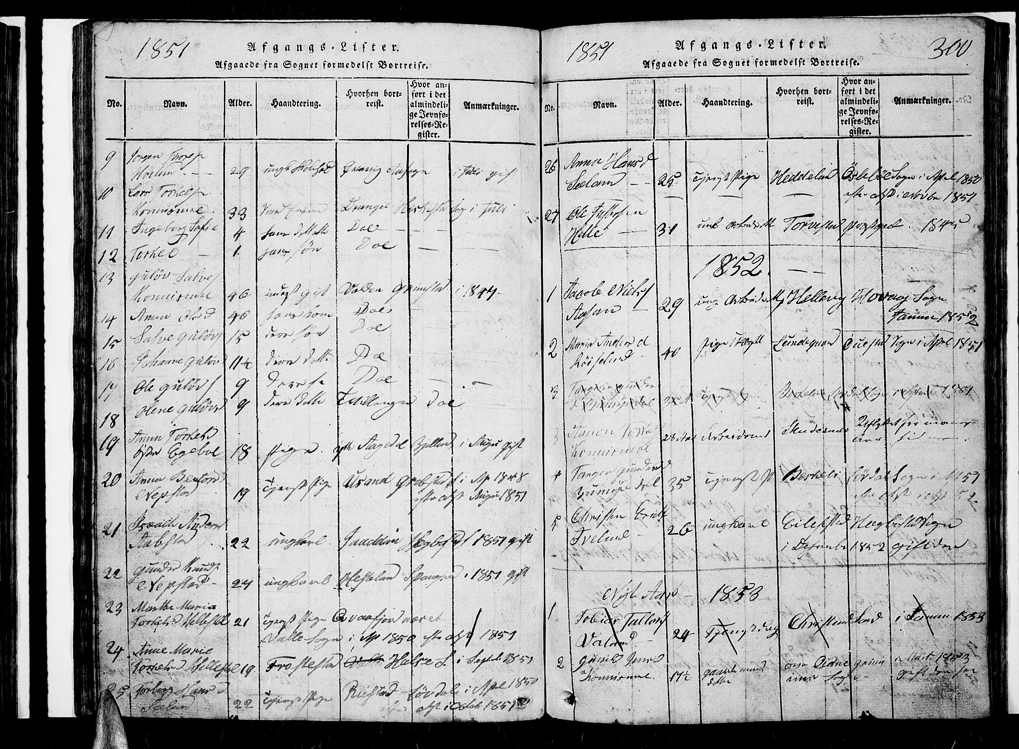 Nord-Audnedal sokneprestkontor, AV/SAK-1111-0032/F/Fb/Fba/L0001: Klokkerbok nr. B 1, 1815-1856, s. 300