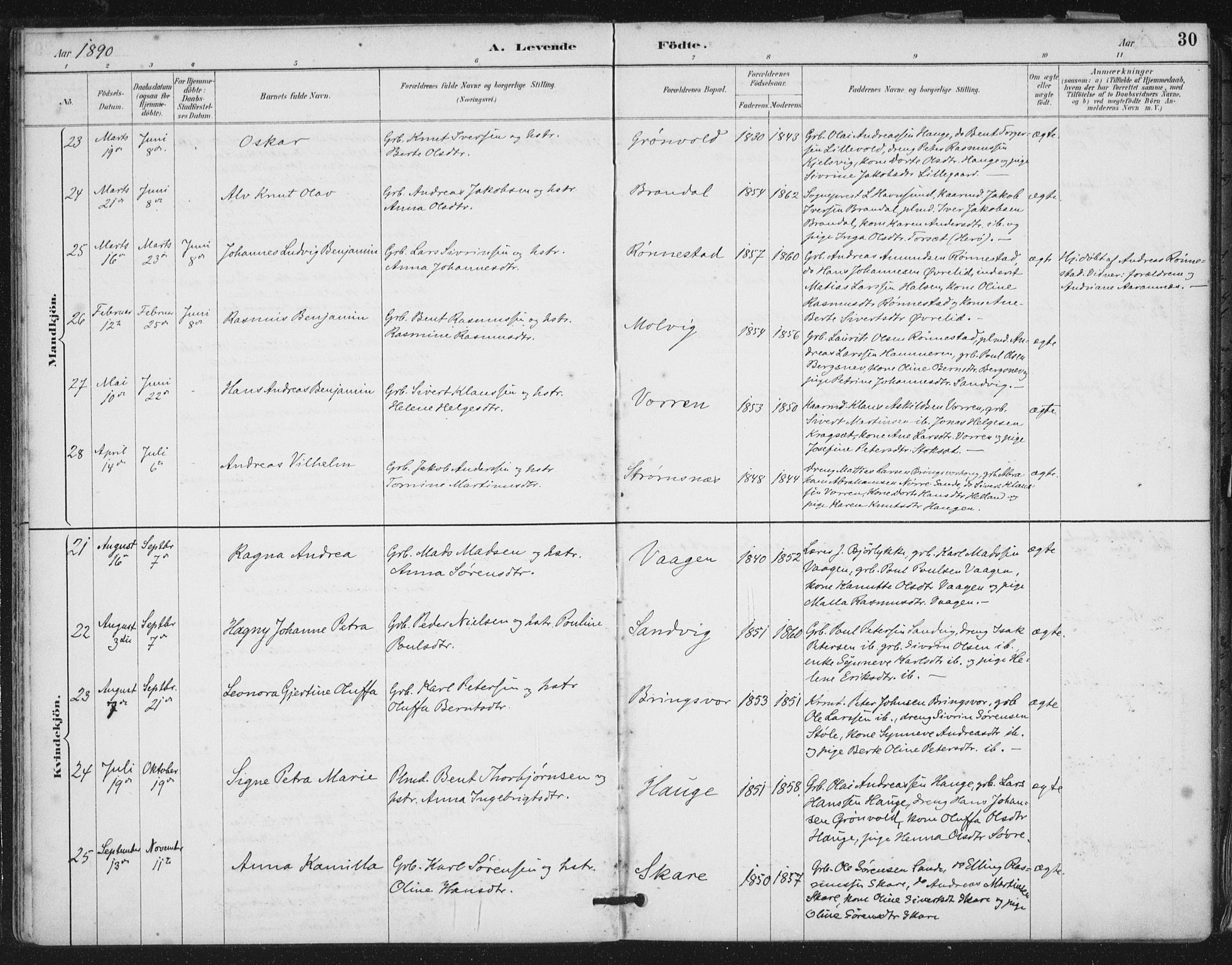 Ministerialprotokoller, klokkerbøker og fødselsregistre - Møre og Romsdal, SAT/A-1454/503/L0037: Ministerialbok nr. 503A05, 1884-1900, s. 30