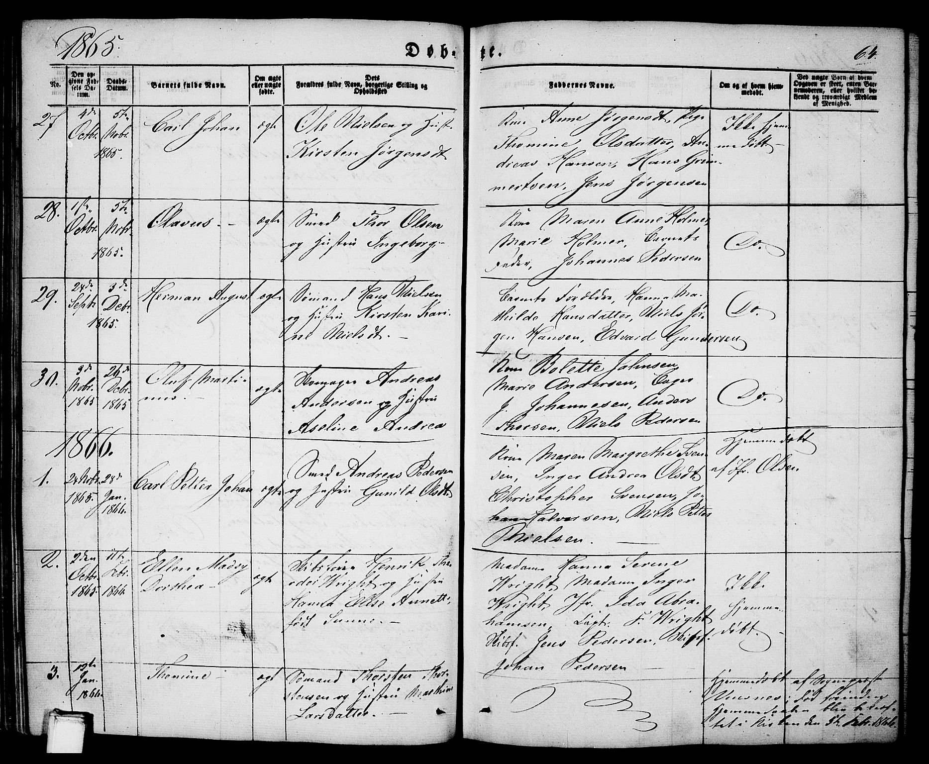 Porsgrunn kirkebøker , AV/SAKO-A-104/G/Ga/L0002: Klokkerbok nr. I 2, 1847-1877, s. 64