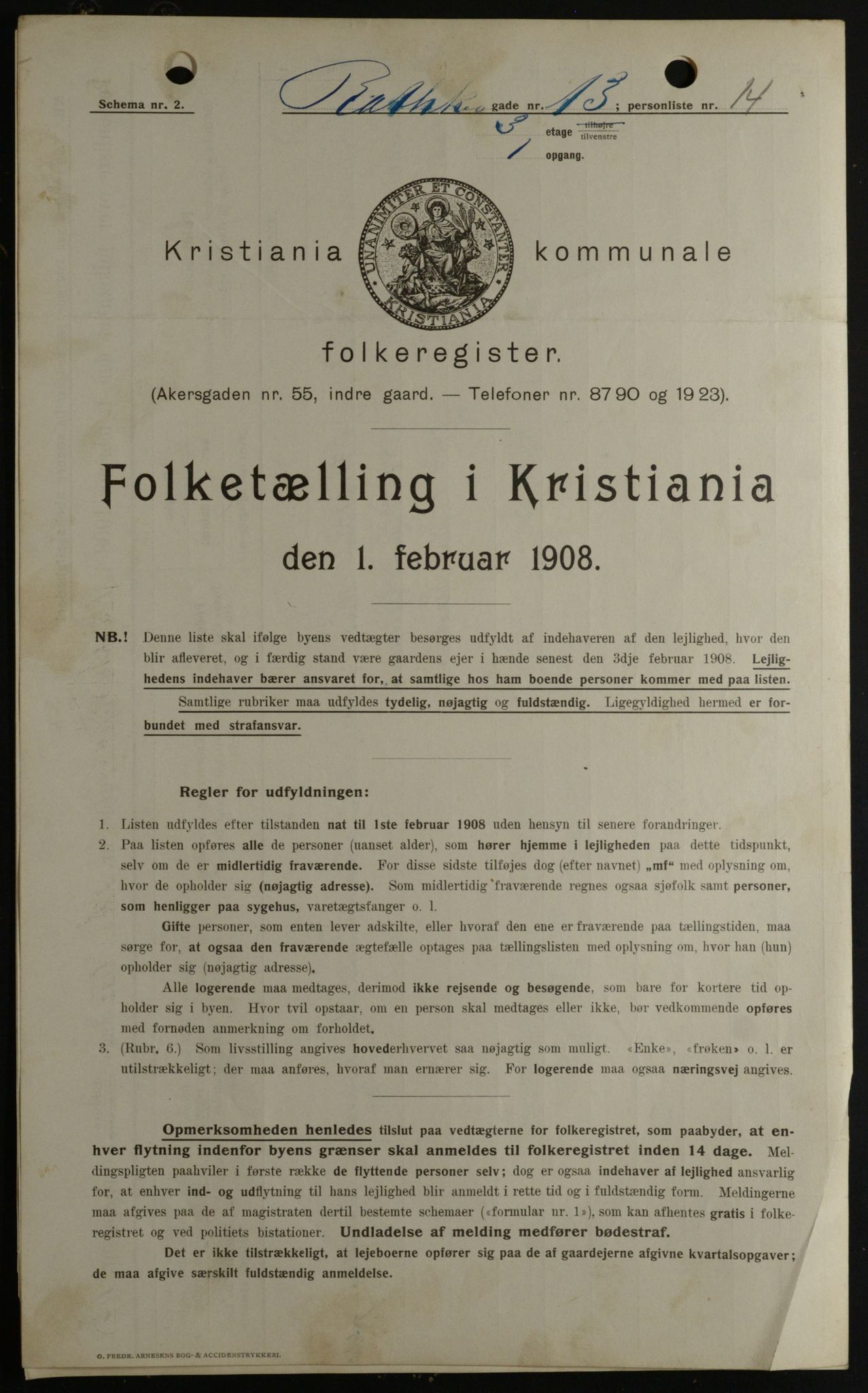 OBA, Kommunal folketelling 1.2.1908 for Kristiania kjøpstad, 1908, s. 74094