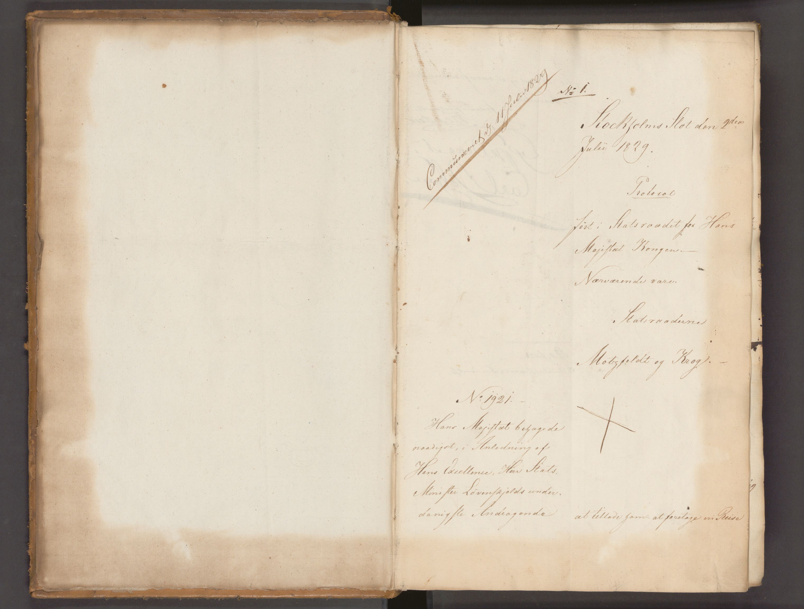 Statsrådssekretariatet, AV/RA-S-1001/A/Ab/L0029: Kgl. res. nr. 1921-2405 , 2. halvår, 1829