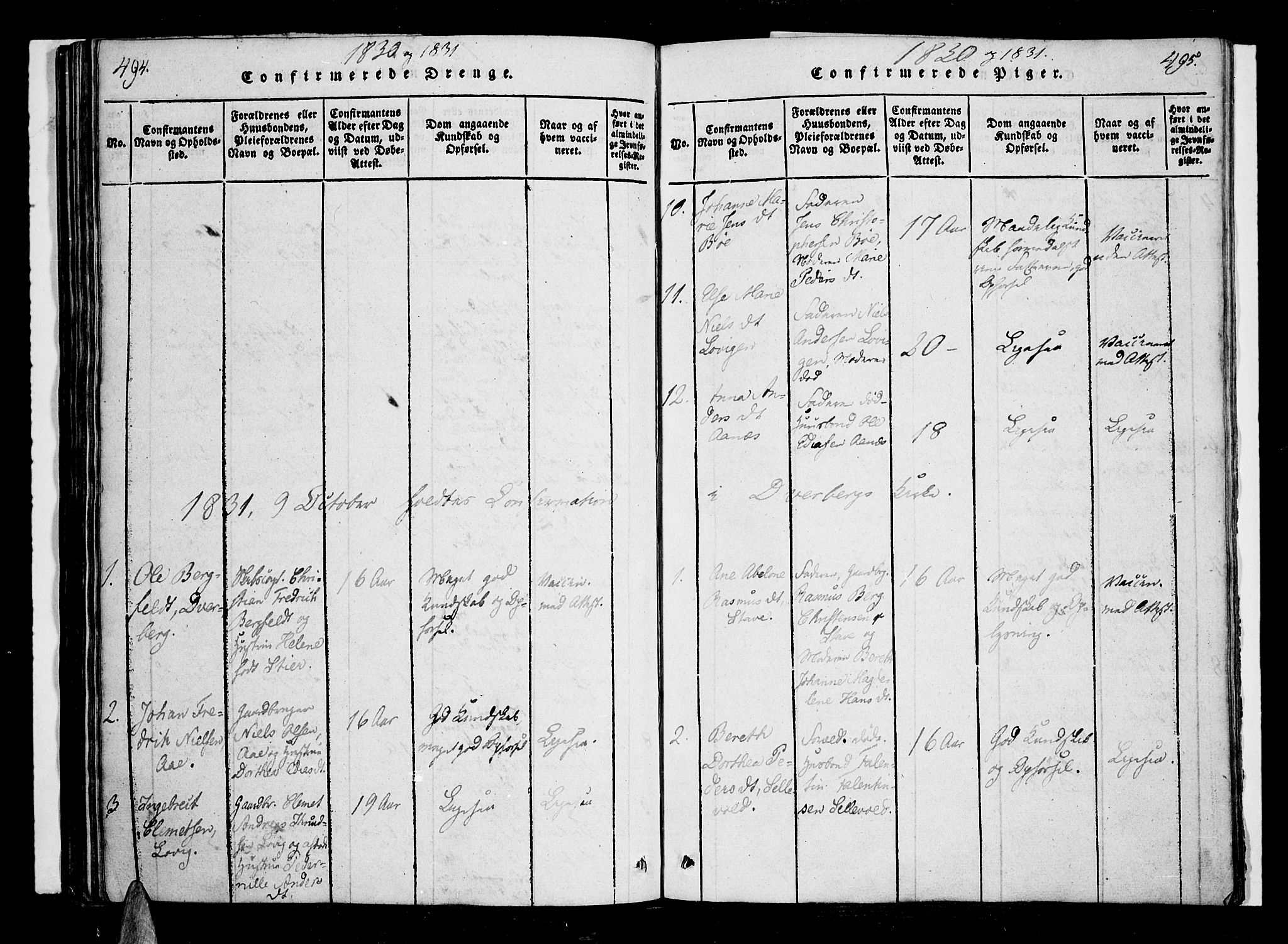 Ministerialprotokoller, klokkerbøker og fødselsregistre - Nordland, AV/SAT-A-1459/897/L1395: Ministerialbok nr. 897A03, 1820-1841, s. 494-495