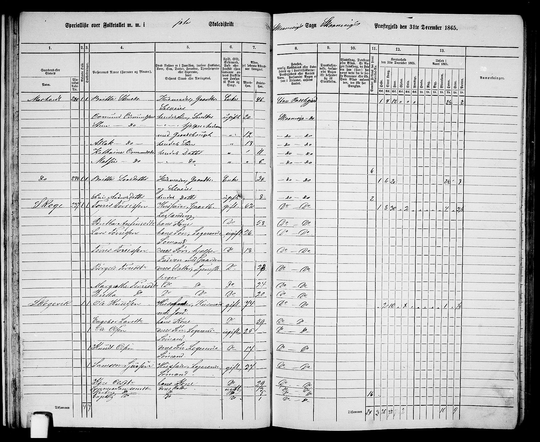 RA, Folketelling 1865 for 1212P Skånevik prestegjeld, 1865, s. 24