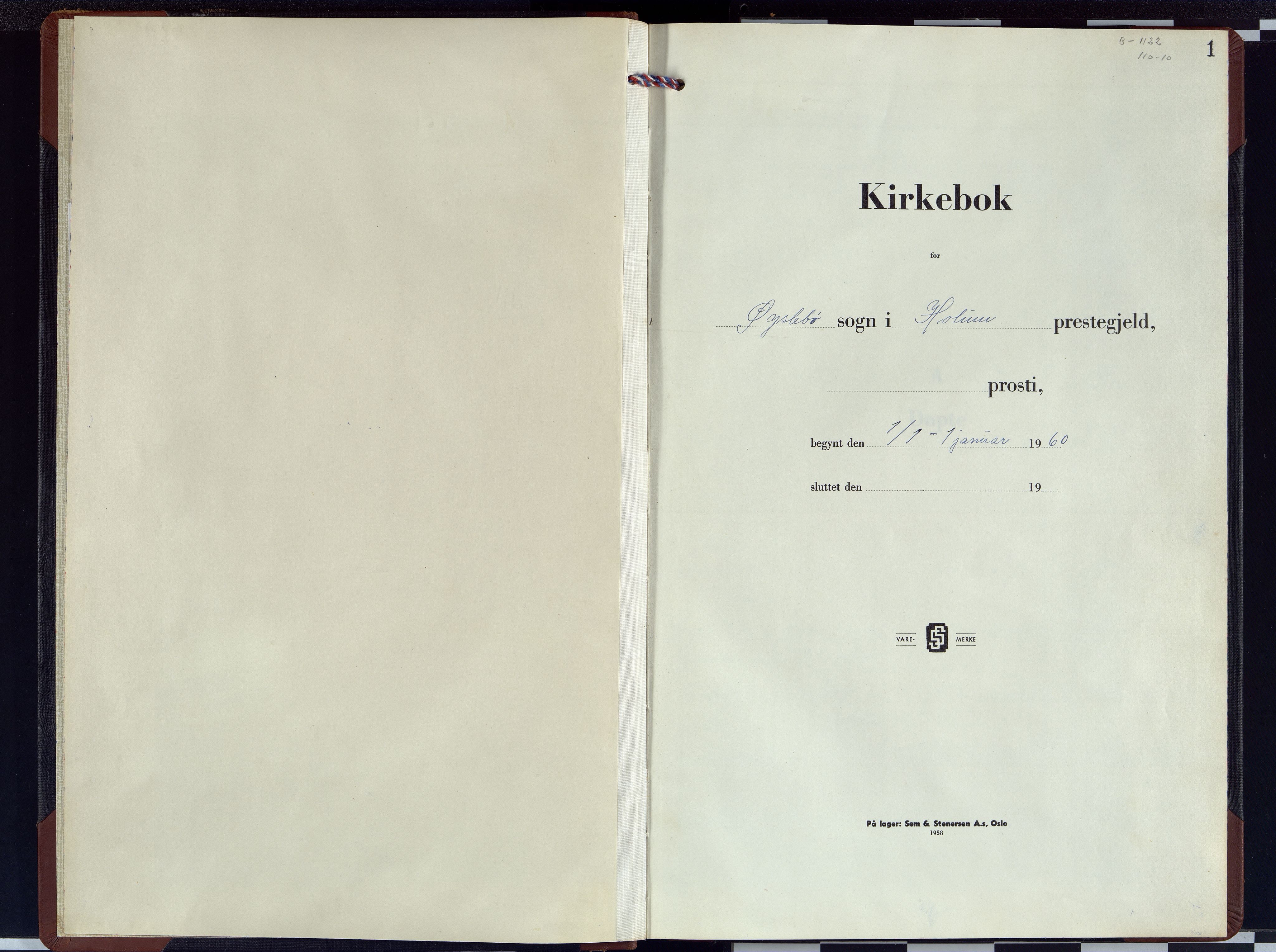 Holum sokneprestkontor, SAK/1111-0022/F/Fb/Fbc/L0007: Klokkerbok nr. B-7, 1960-1977, s. 1