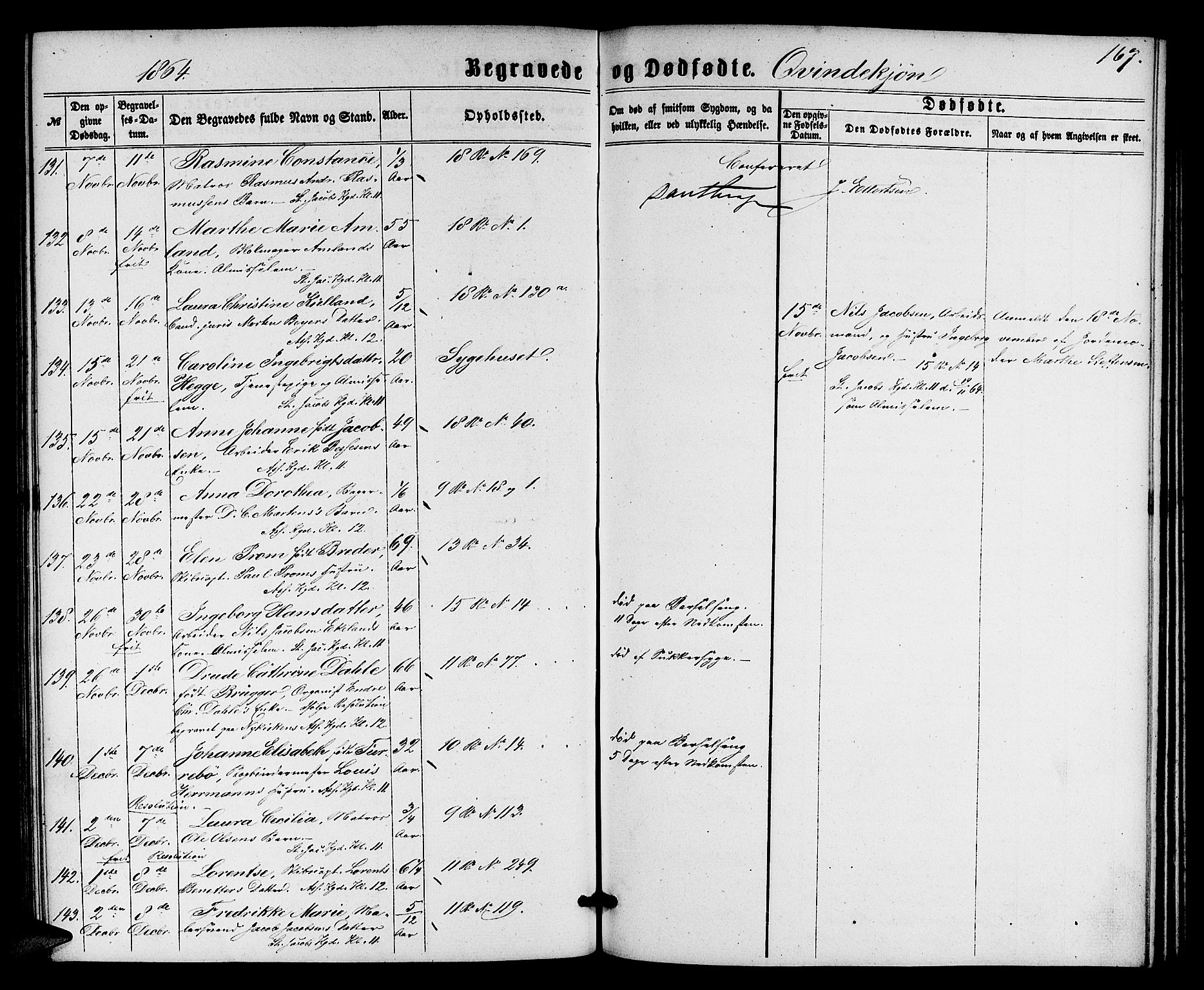 Domkirken sokneprestembete, AV/SAB-A-74801/H/Hab/L0039: Klokkerbok nr. E 3, 1860-1868, s. 167
