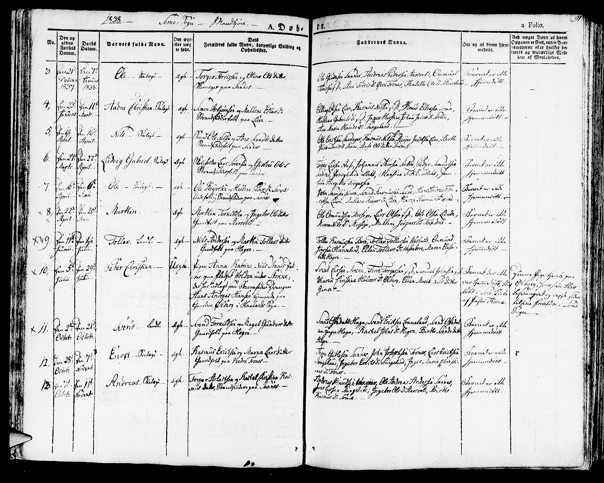 Høyland sokneprestkontor, AV/SAST-A-101799/001/30BA/L0007: Ministerialbok nr. A 7 /2, 1825-1841, s. 91