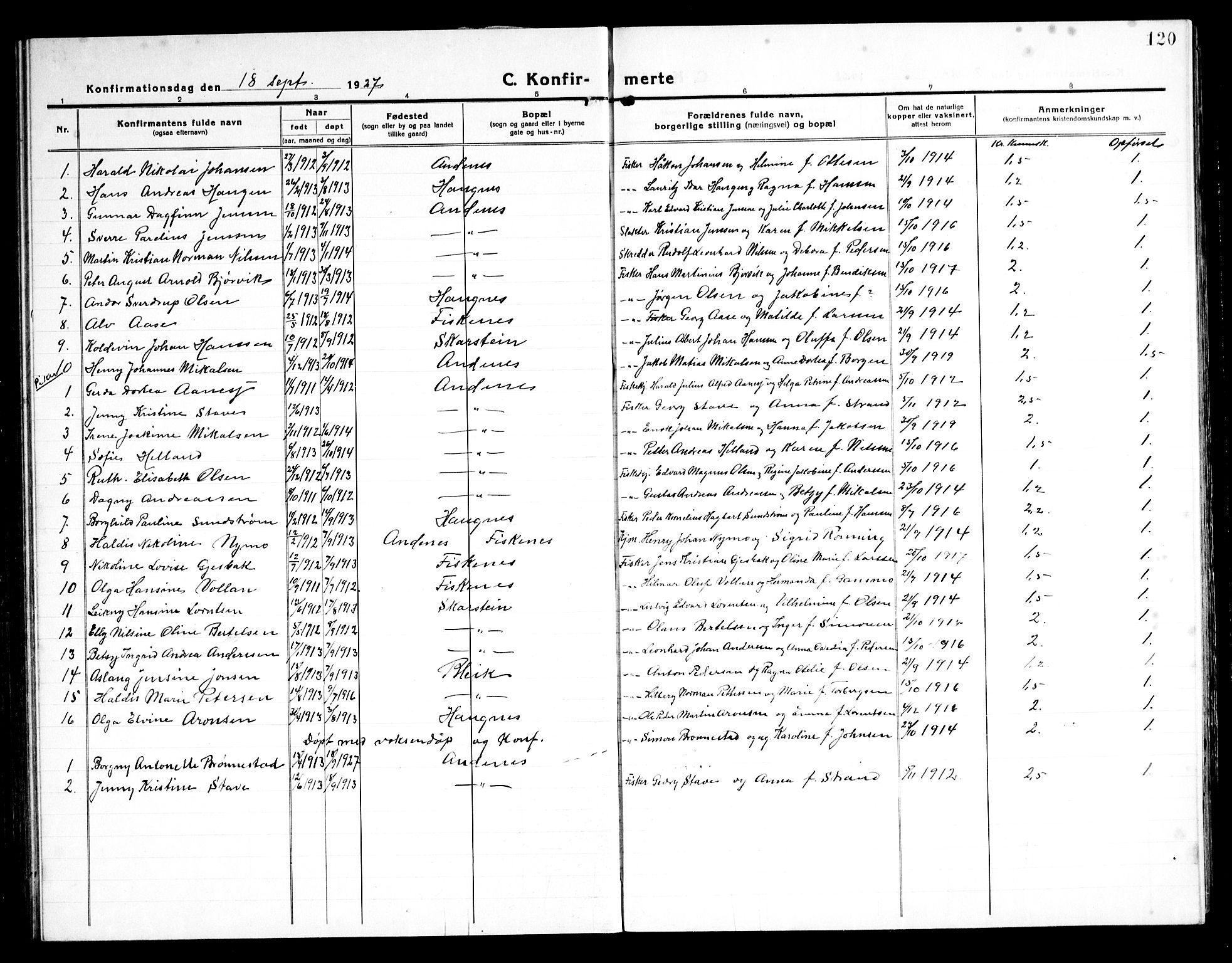 Ministerialprotokoller, klokkerbøker og fødselsregistre - Nordland, AV/SAT-A-1459/899/L1450: Klokkerbok nr. 899C05, 1918-1945, s. 120