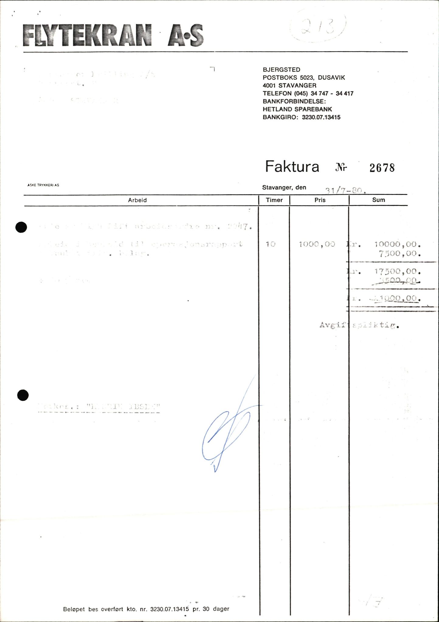 Pa 1503 - Stavanger Drilling AS, AV/SAST-A-101906/2/E/Ec/Eca/L0013: Sak og korrespondanse, 1980-1982