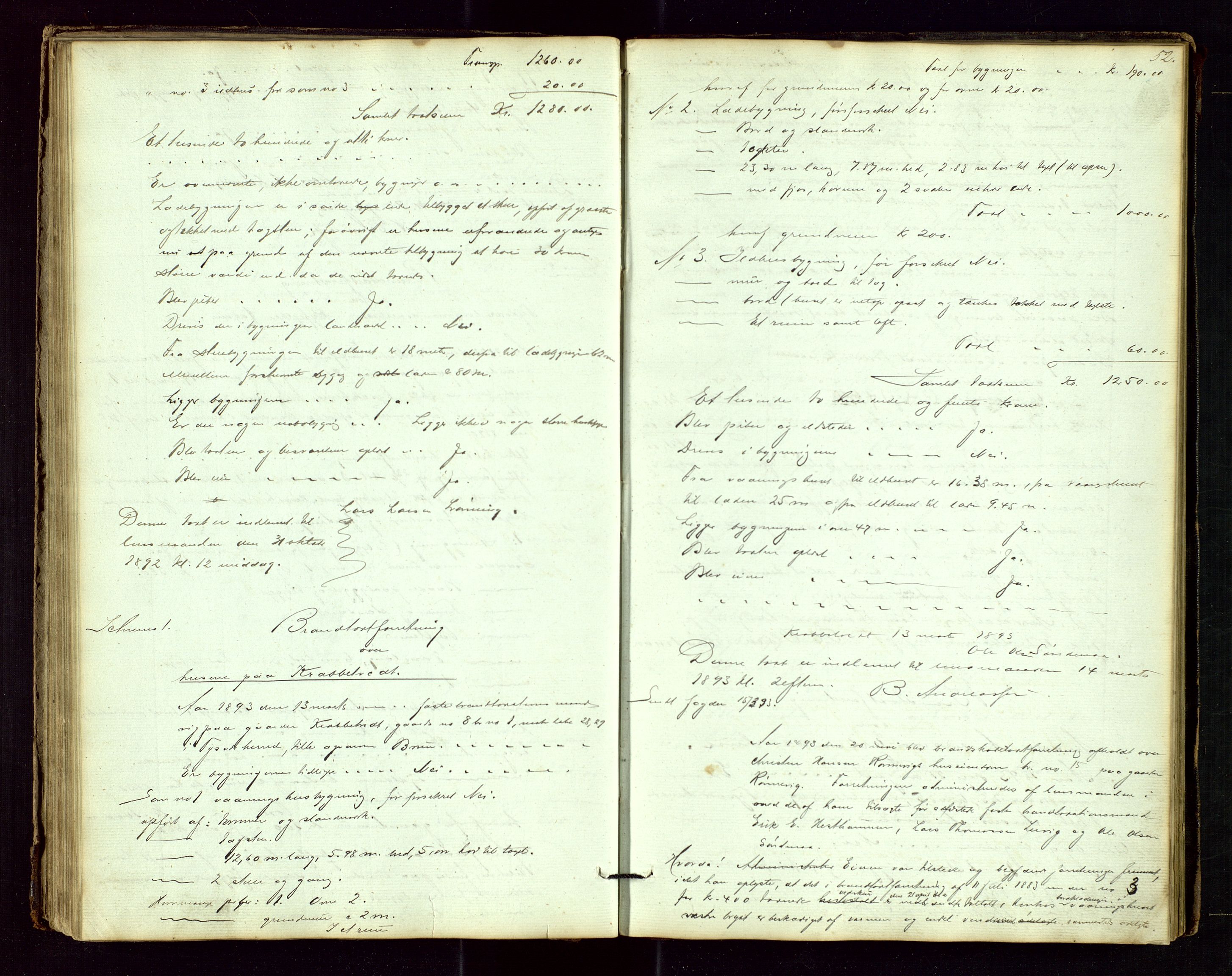 Tysvær lensmannskontor, AV/SAST-A-100192/Goa/L0001: "Brandtaxations-Protocol for Tysvær Thinglaug", 1846-1899, s. 51b-52a