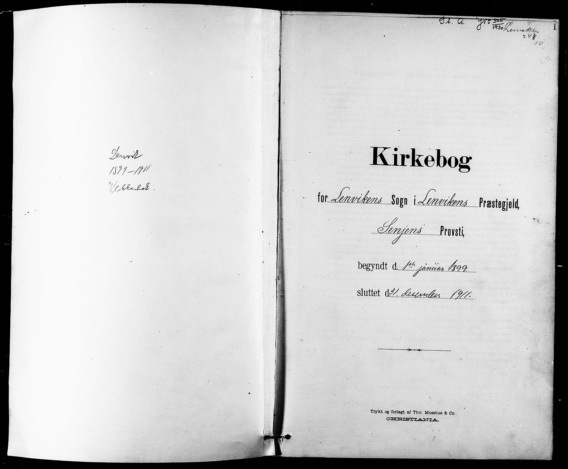 Lenvik sokneprestembete, SATØ/S-1310/H/Ha/Hab/L0008klokker: Klokkerbok nr. 8, 1899-1911, s. 1