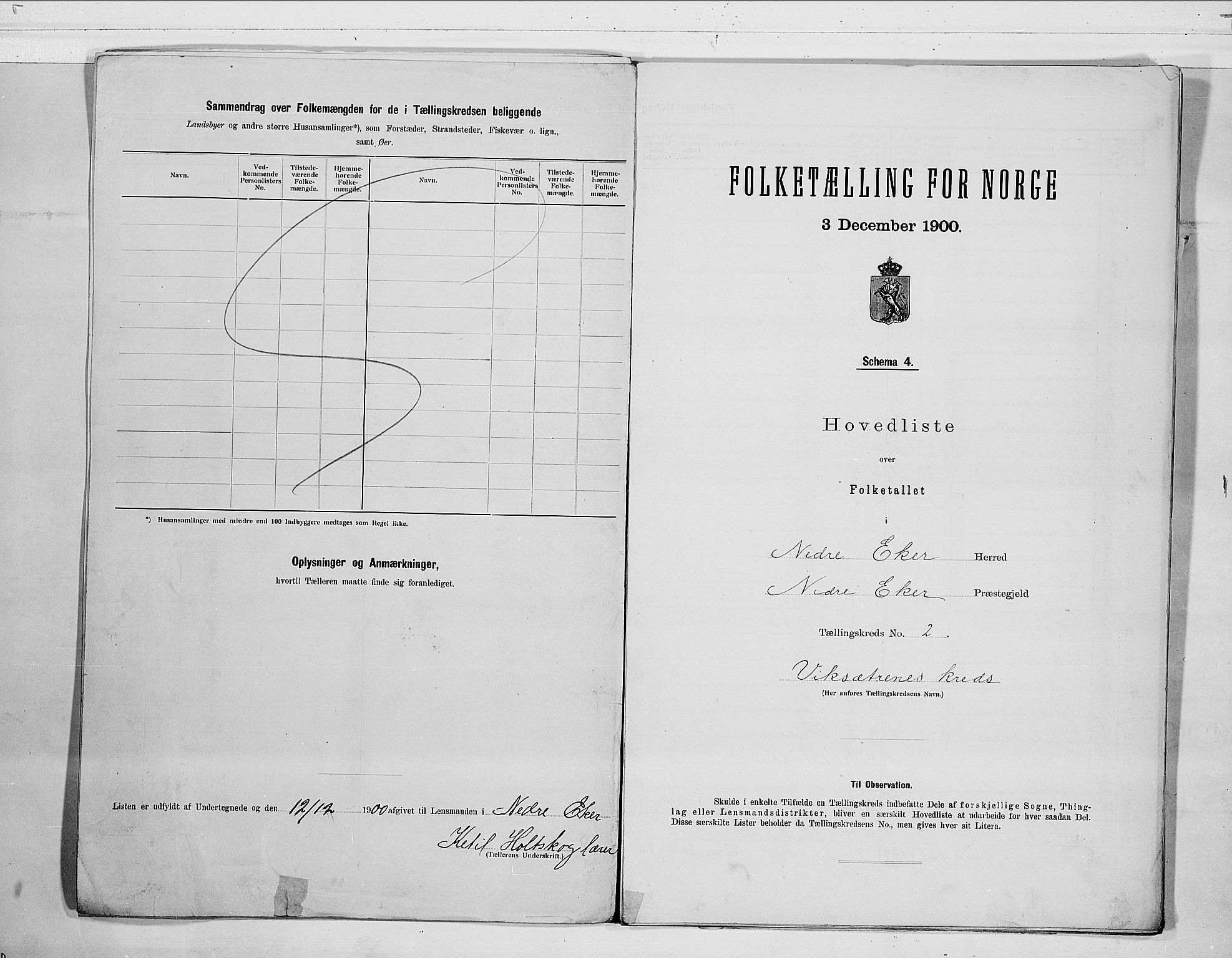 RA, Folketelling 1900 for 0625 Nedre Eiker herred, 1900, s. 6