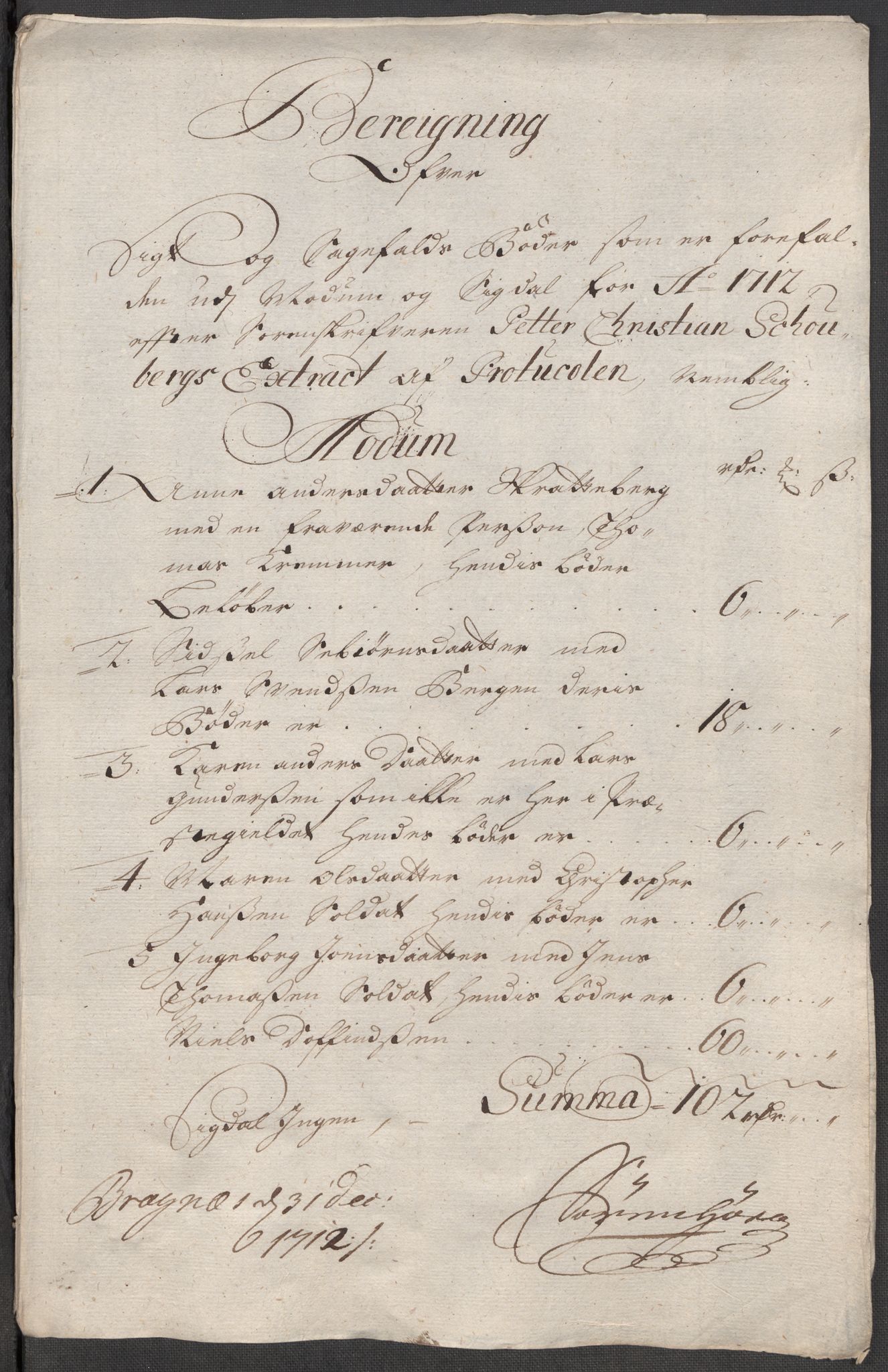 Rentekammeret inntil 1814, Reviderte regnskaper, Fogderegnskap, RA/EA-4092/R31/L1707: Fogderegnskap Hurum, Røyken, Eiker, Lier og Buskerud, 1712, s. 262