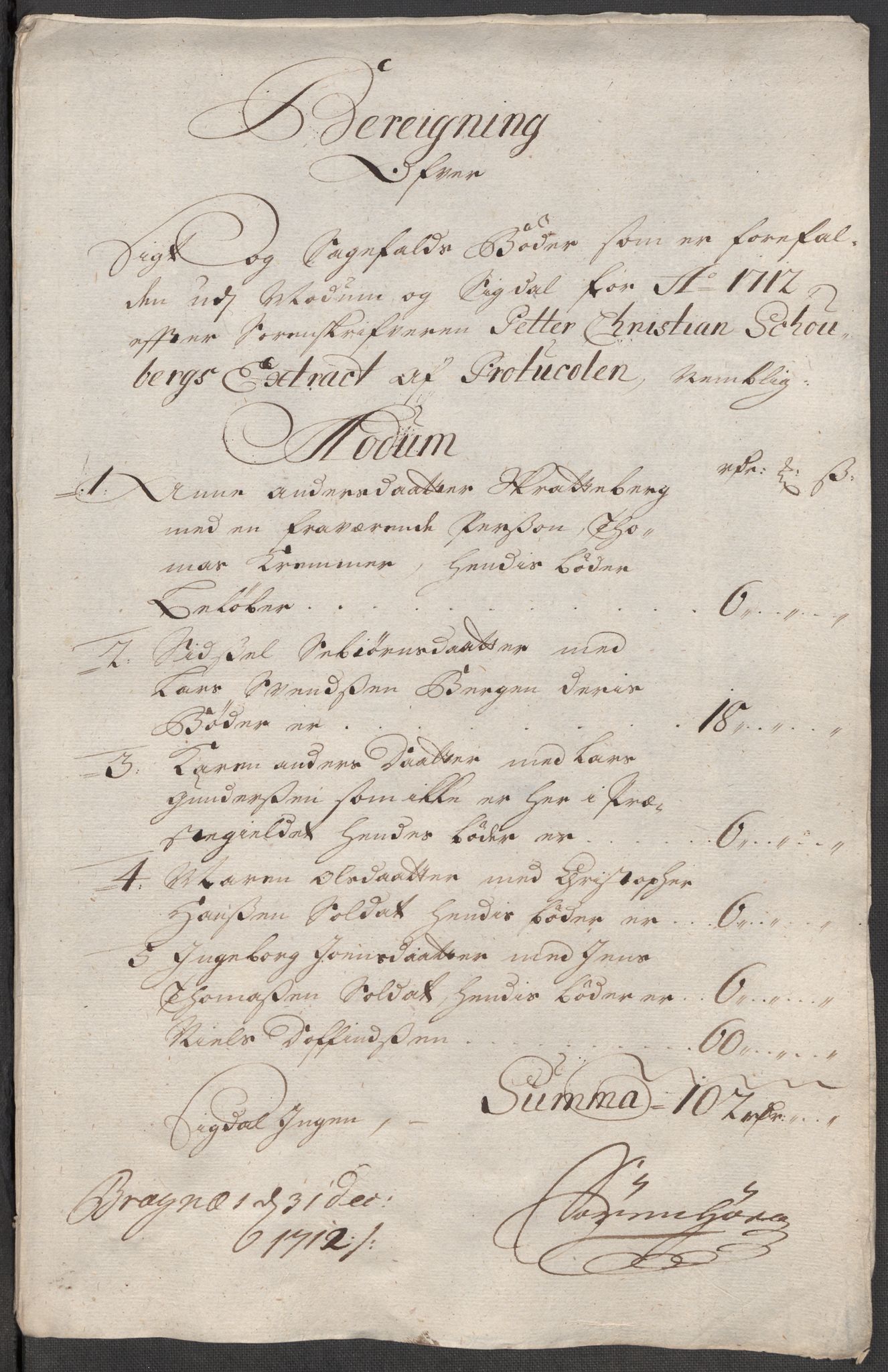 Rentekammeret inntil 1814, Reviderte regnskaper, Fogderegnskap, AV/RA-EA-4092/R31/L1707: Fogderegnskap Hurum, Røyken, Eiker, Lier og Buskerud, 1712, s. 262
