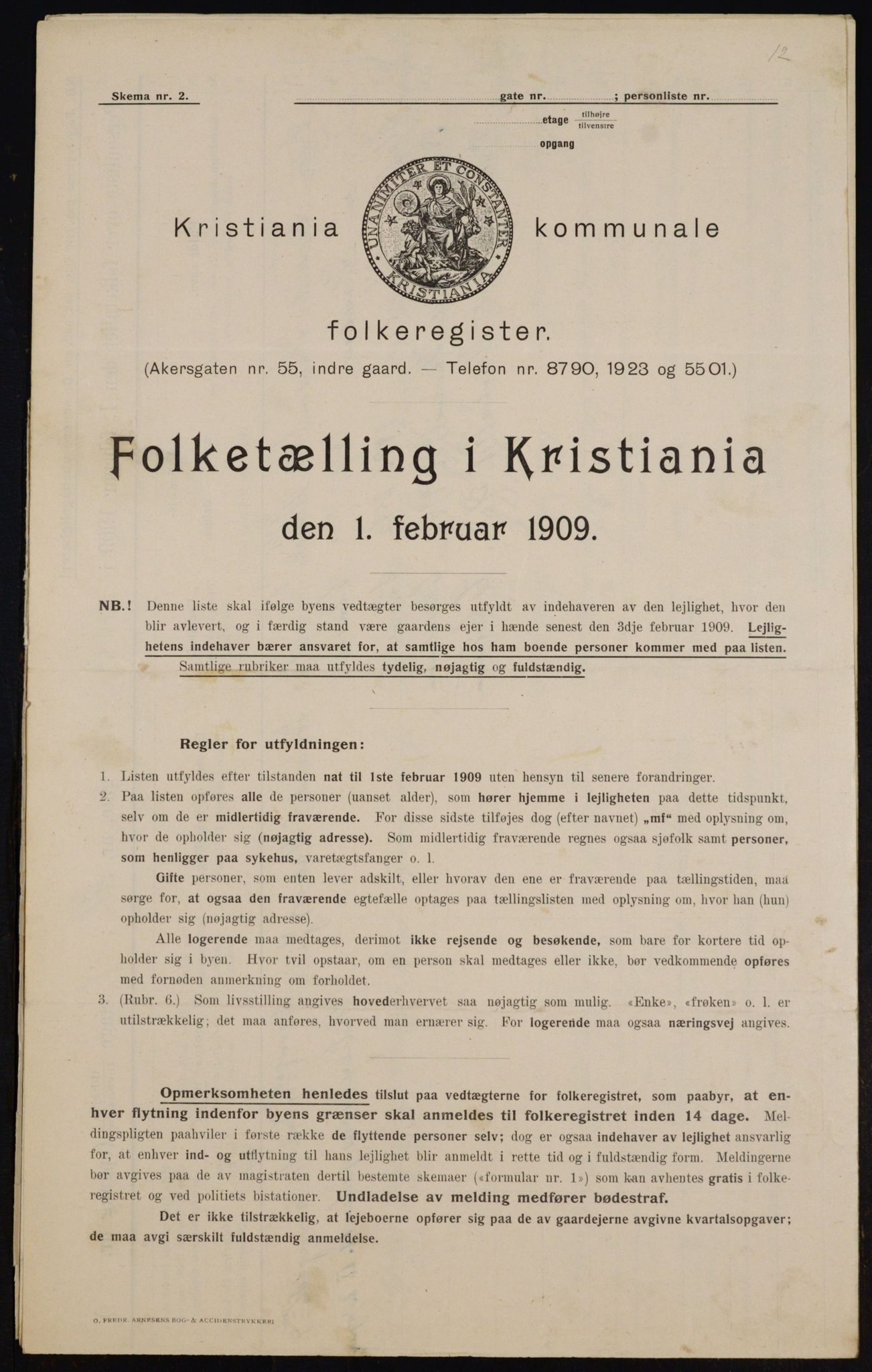 OBA, Kommunal folketelling 1.2.1909 for Kristiania kjøpstad, 1909, s. 47216