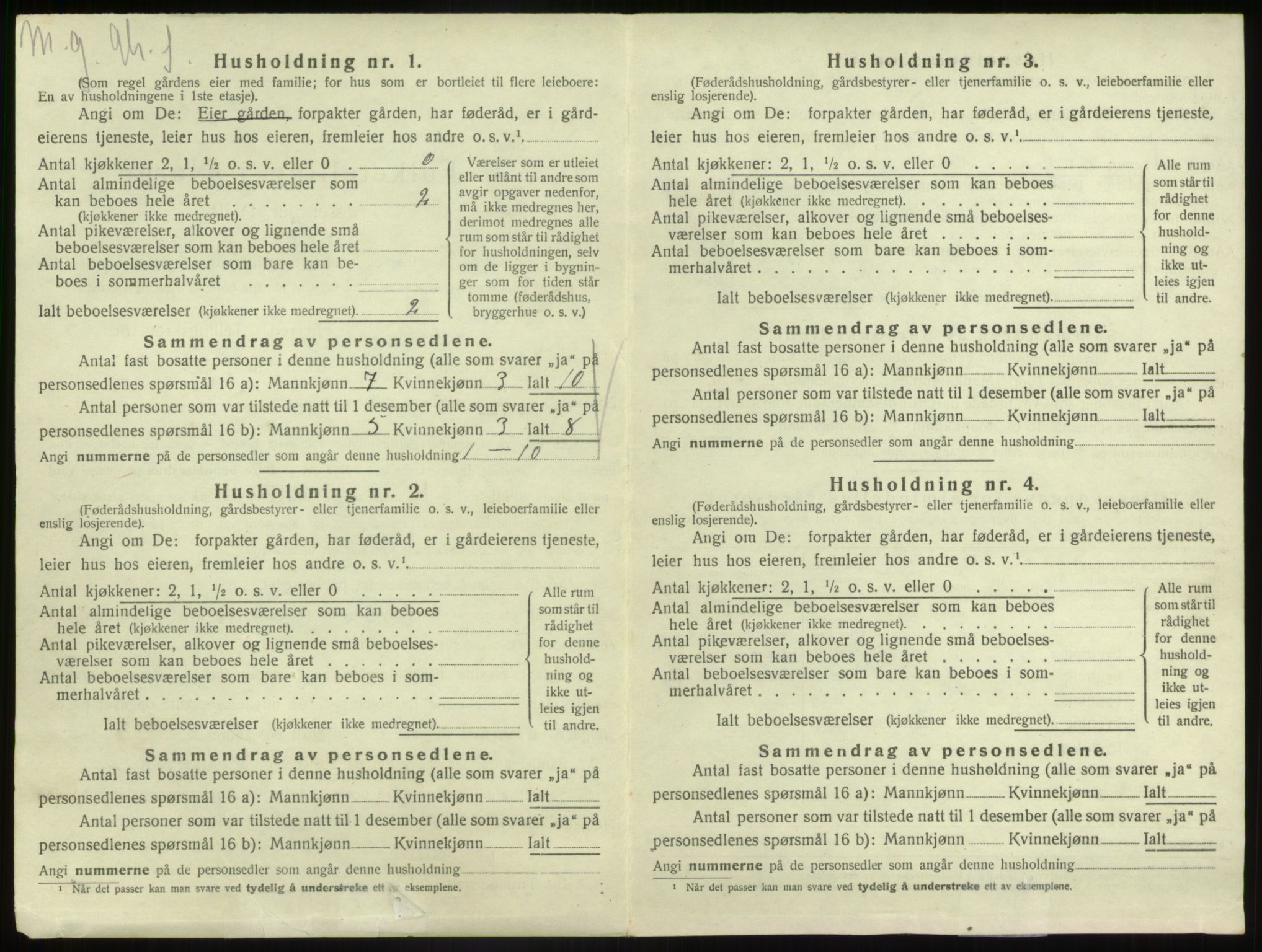 SAB, Folketelling 1920 for 1430 Gaular herred, 1920, s. 1067