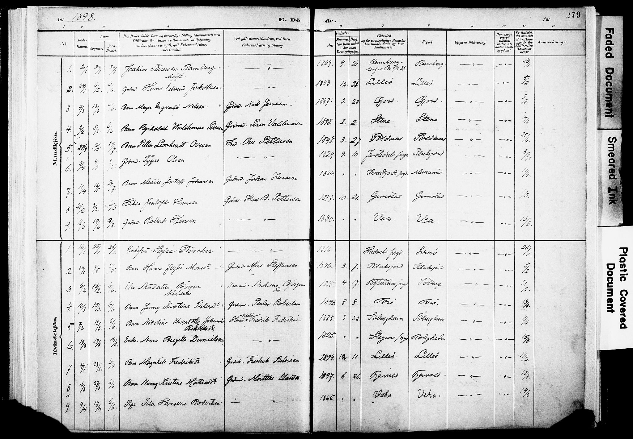 Ministerialprotokoller, klokkerbøker og fødselsregistre - Nordland, AV/SAT-A-1459/891/L1305: Ministerialbok nr. 891A10, 1895-1921, s. 279