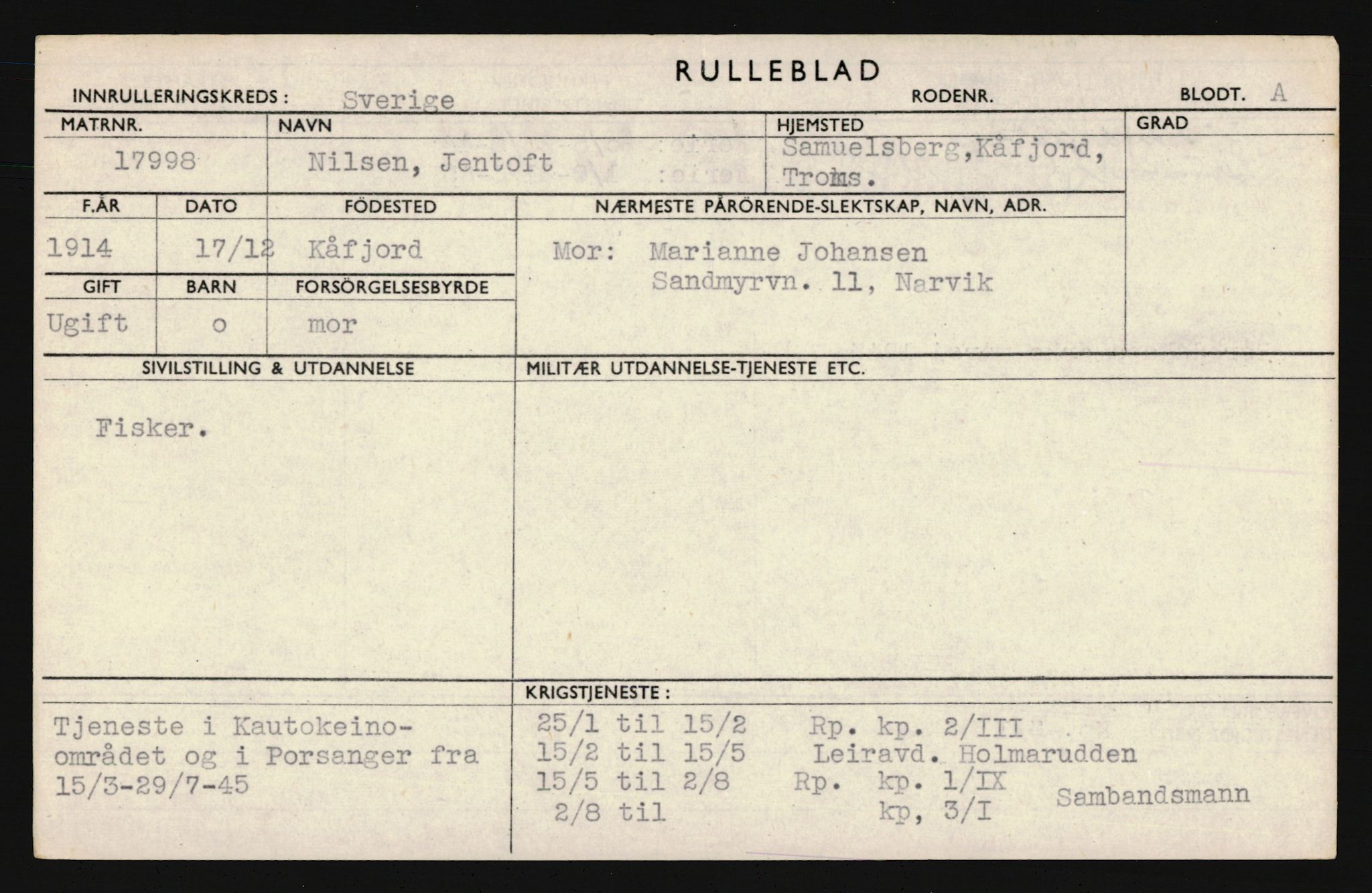 Forsvaret, Troms infanteriregiment nr. 16, AV/RA-RAFA-3146/P/Pa/L0019: Rulleblad for regimentets menige mannskaper, årsklasse 1935, 1935, s. 831