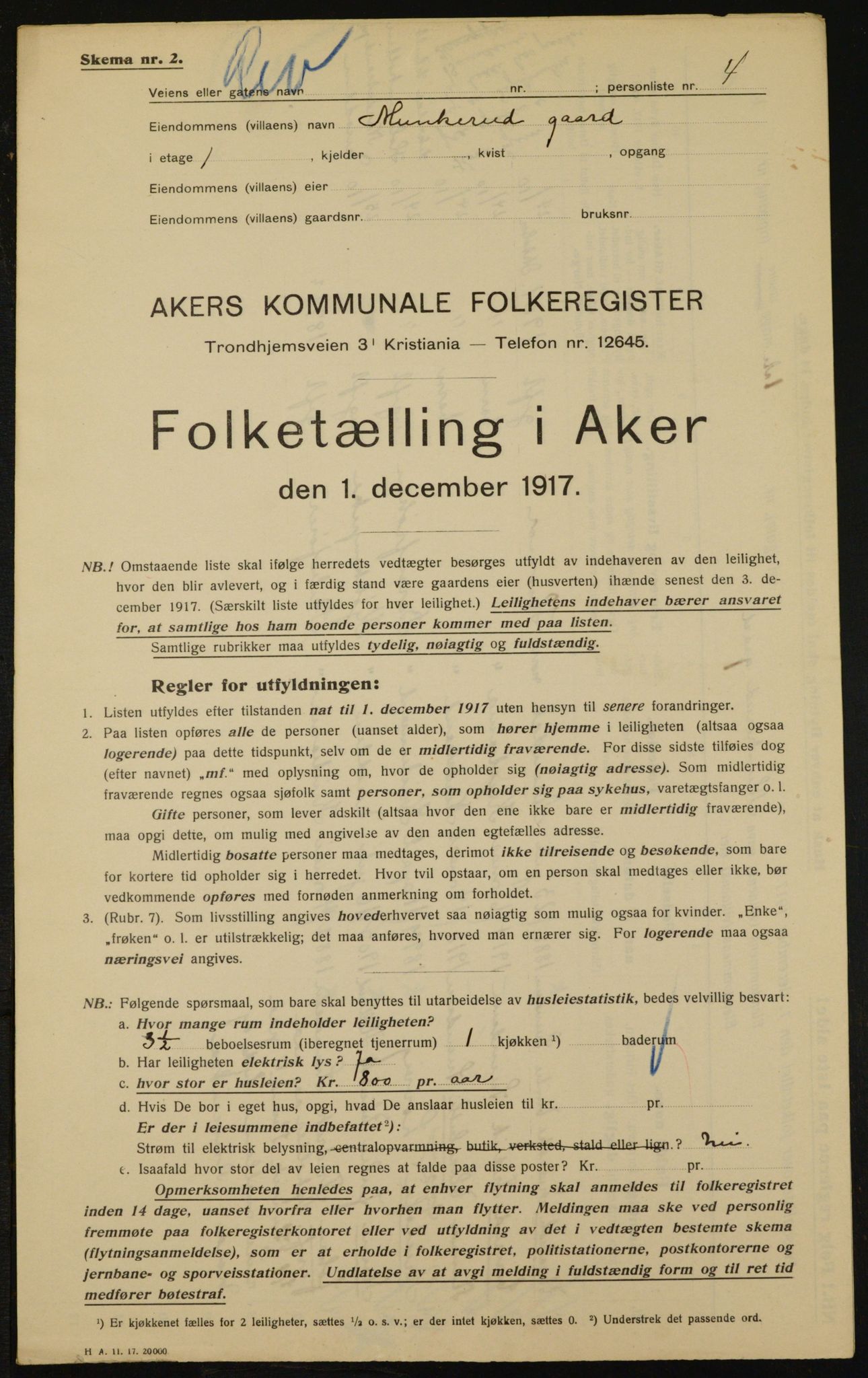 OBA, Kommunal folketelling 1.12.1917 for Aker, 1917, s. 18579