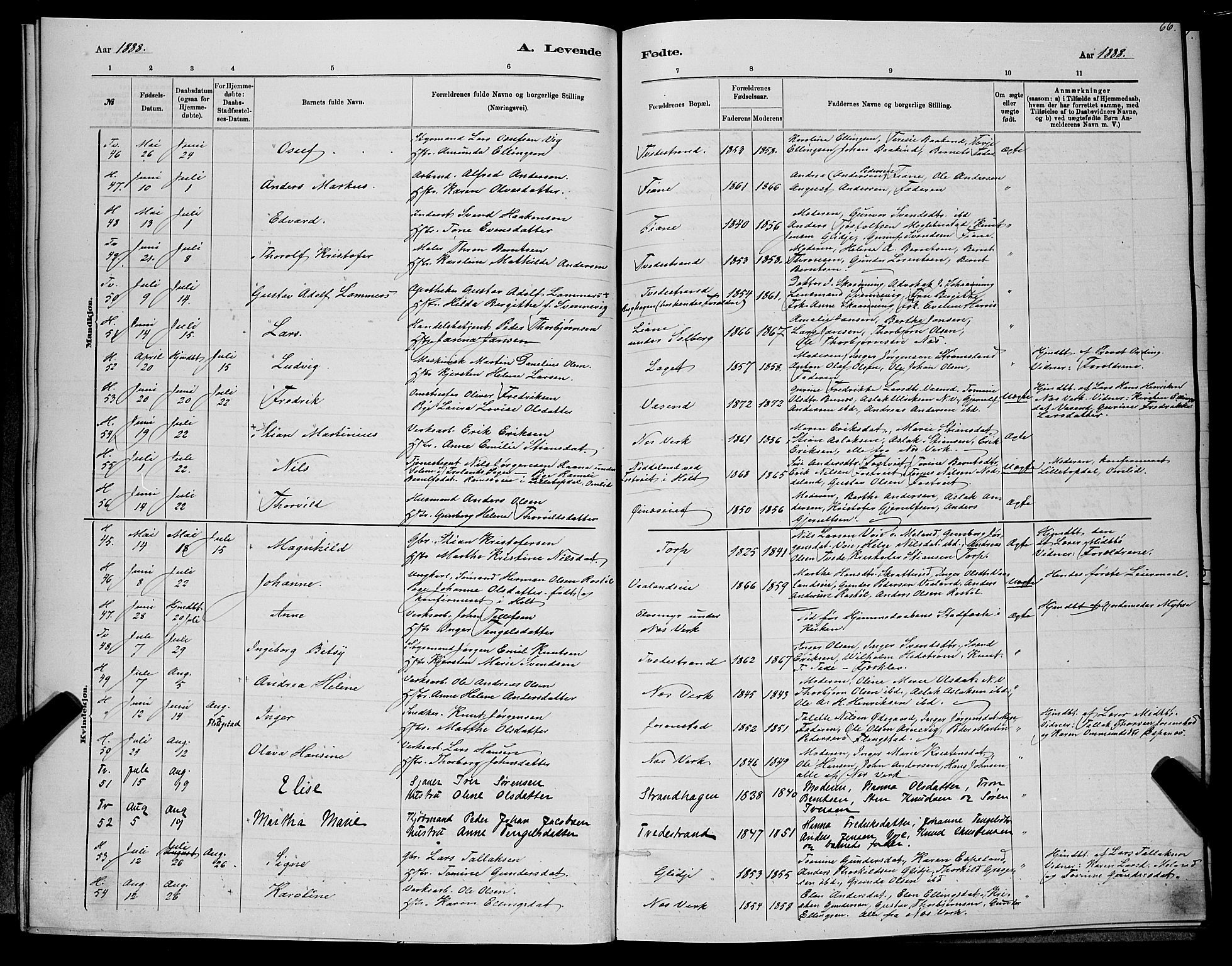 Holt sokneprestkontor, AV/SAK-1111-0021/F/Fb/L0010: Klokkerbok nr. B 10, 1883-1896, s. 67
