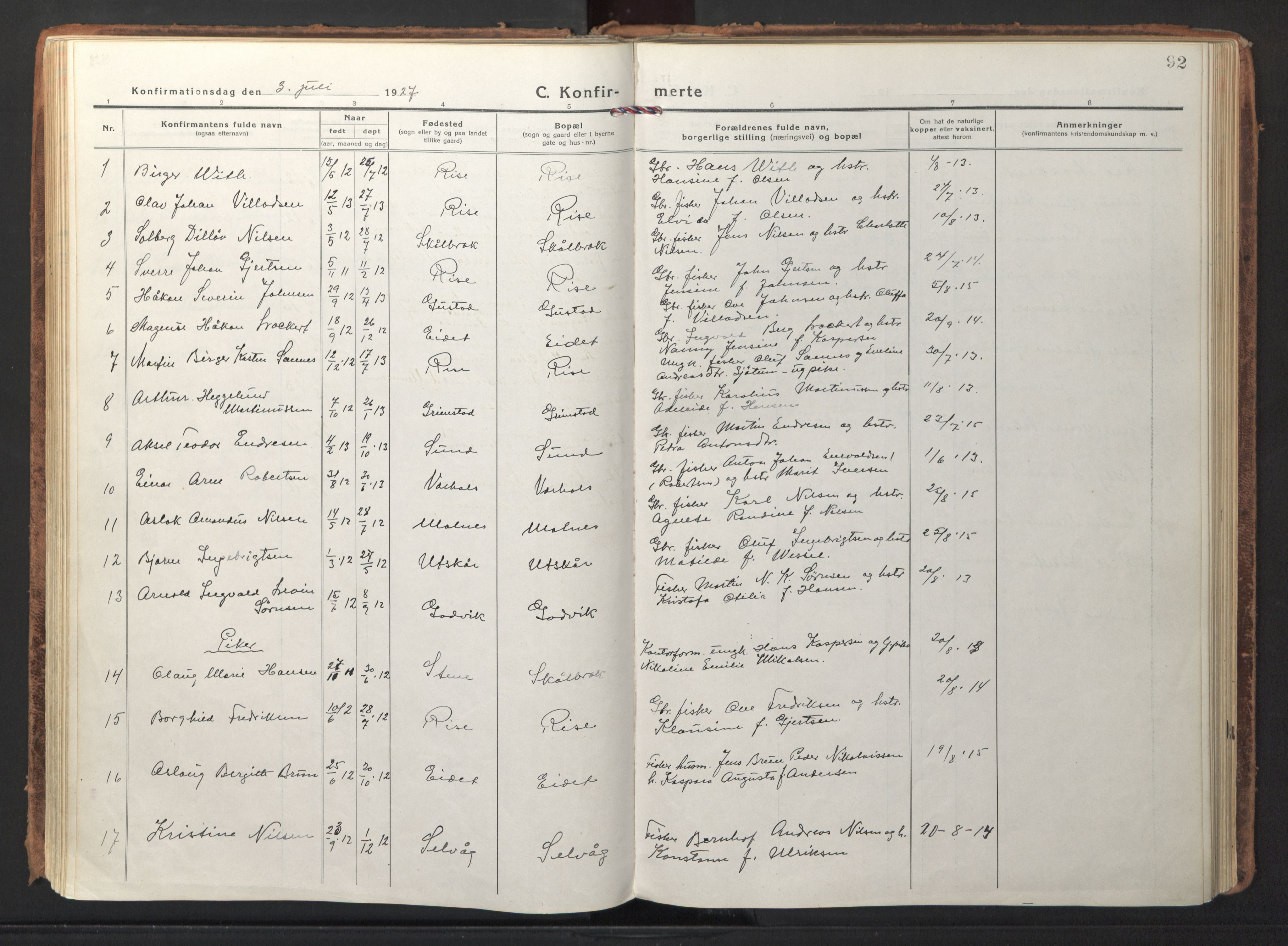 Ministerialprotokoller, klokkerbøker og fødselsregistre - Nordland, AV/SAT-A-1459/892/L1323: Ministerialbok nr. 892A04, 1917-1934, s. 92
