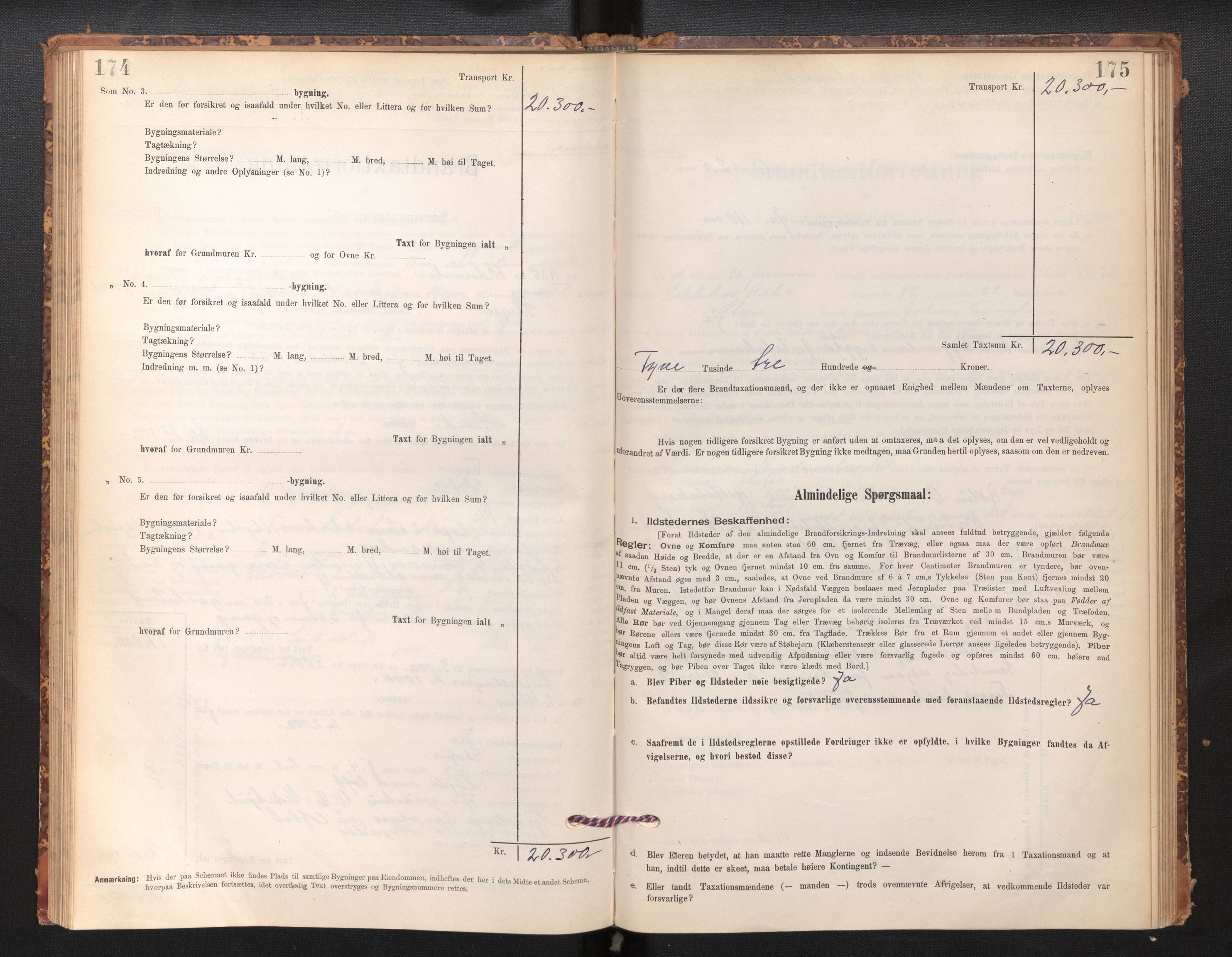 Lensmannen i Stryn og Innvik, SAB/A-30201/0012/L0002: Branntakstprotokoll, skjematakst, 1894-1942, s. 174-175