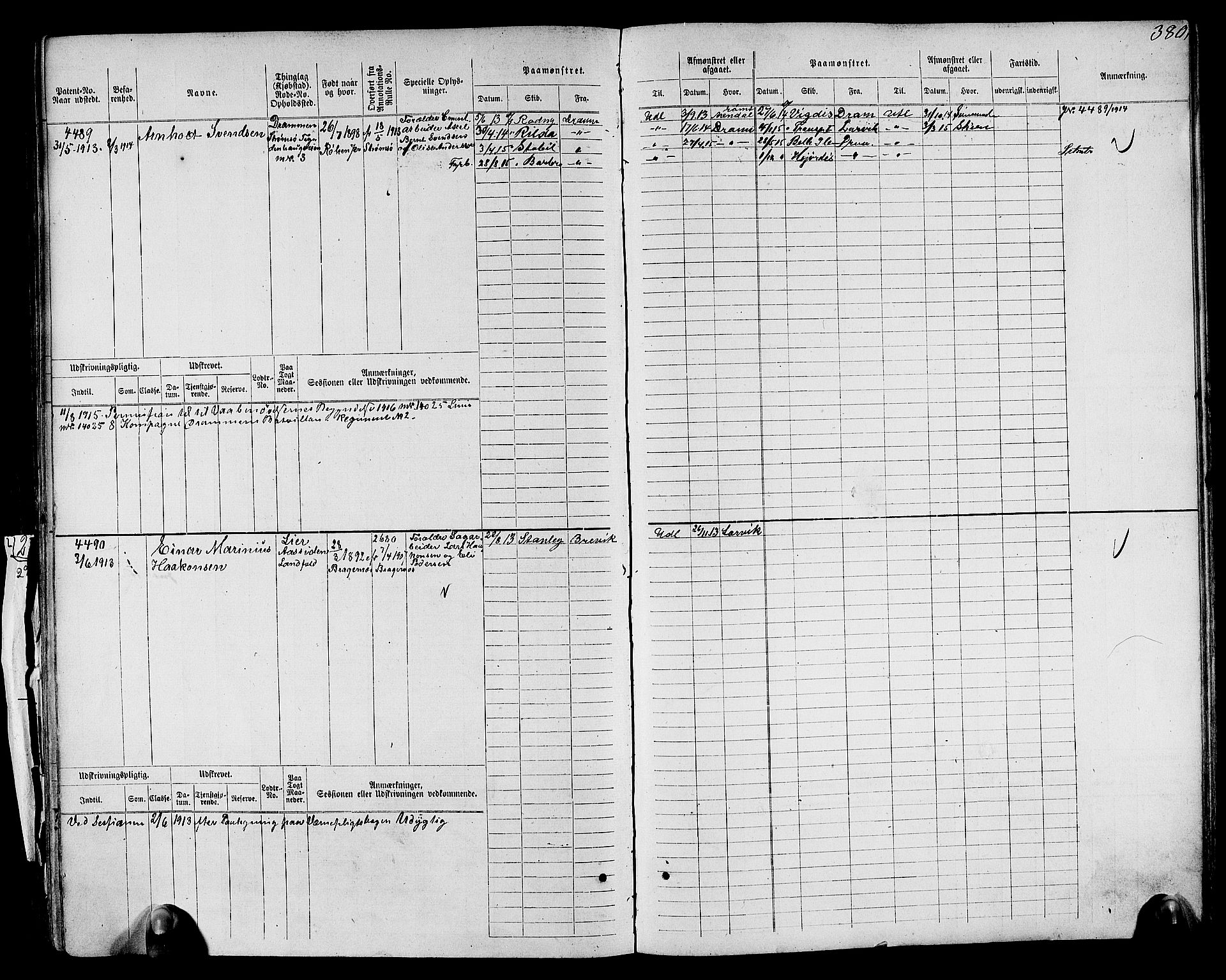 Drammen innrulleringsdistrikt, AV/SAKO-A-781/F/Fc/L0005: Hovedrulle, 1911, s. 246