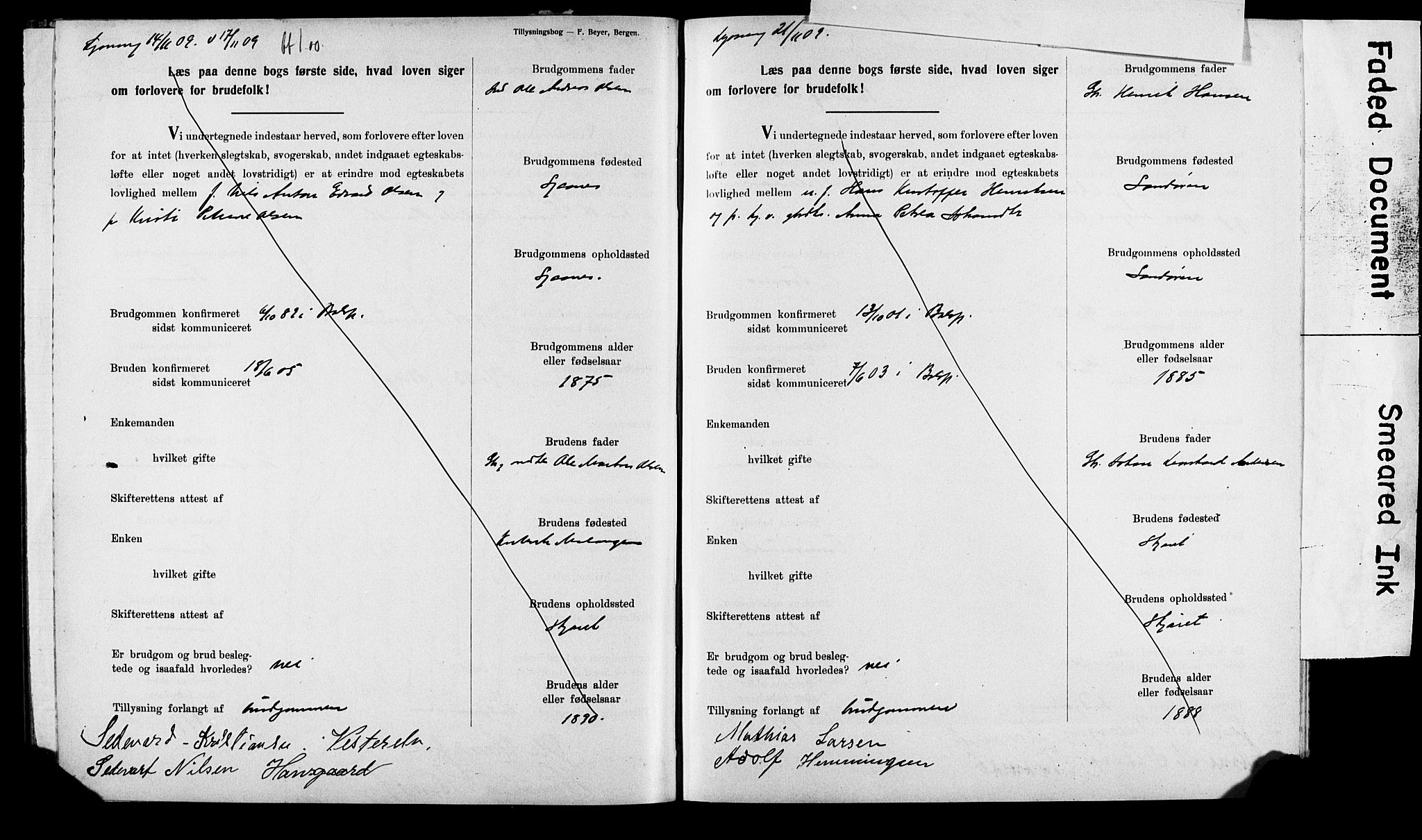 Balsfjord sokneprestembete, AV/SATØ-S-1303/H/Hd/L0032: Lysningsprotokoll nr. 32, 1907-1910