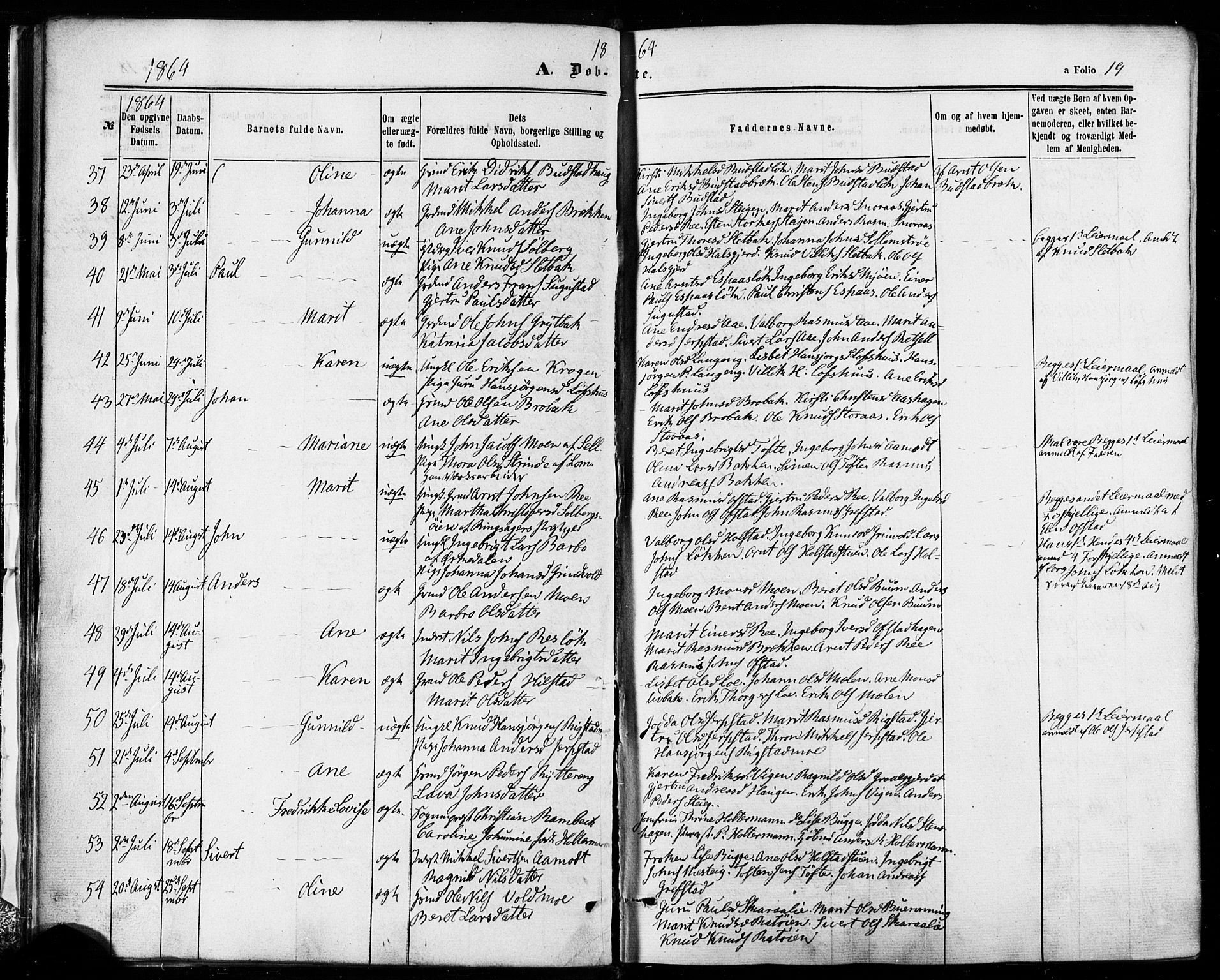 Ministerialprotokoller, klokkerbøker og fødselsregistre - Sør-Trøndelag, SAT/A-1456/672/L0856: Ministerialbok nr. 672A08, 1861-1881, s. 19