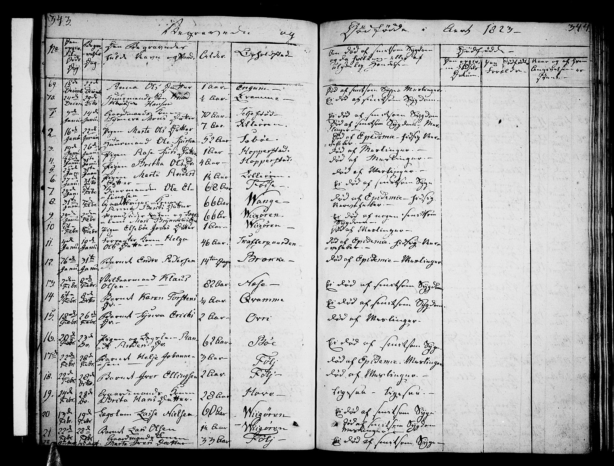 Vik sokneprestembete, AV/SAB-A-81501/H/Haa/Haaa/L0006: Ministerialbok nr. A 6, 1821-1831, s. 343-344