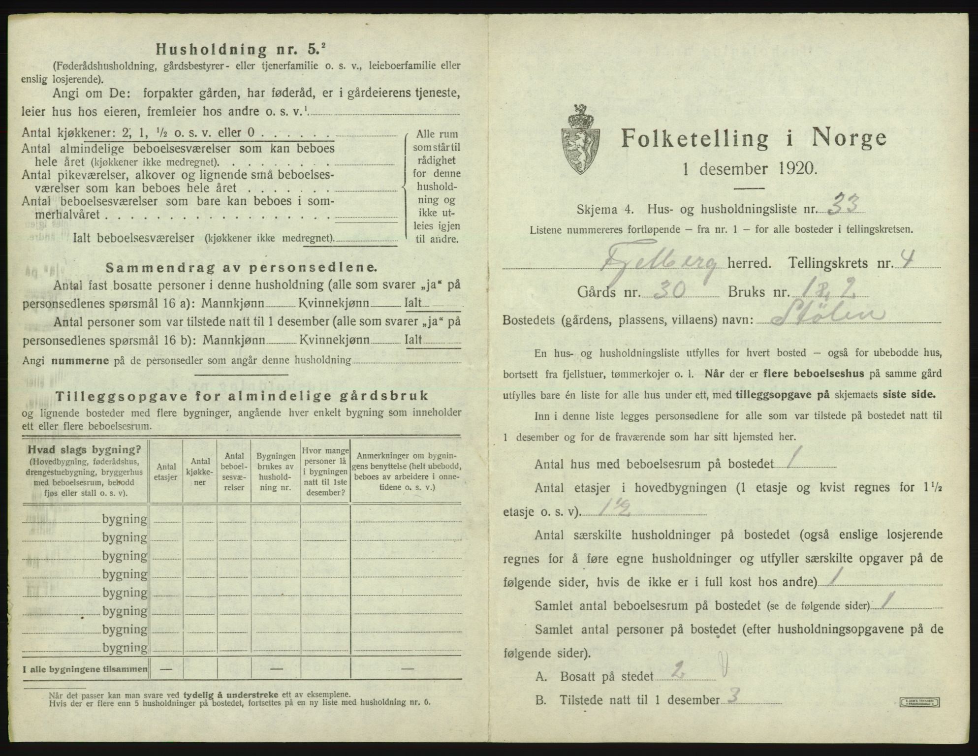 SAB, Folketelling 1920 for 1213 Fjelberg herred, 1920, s. 220