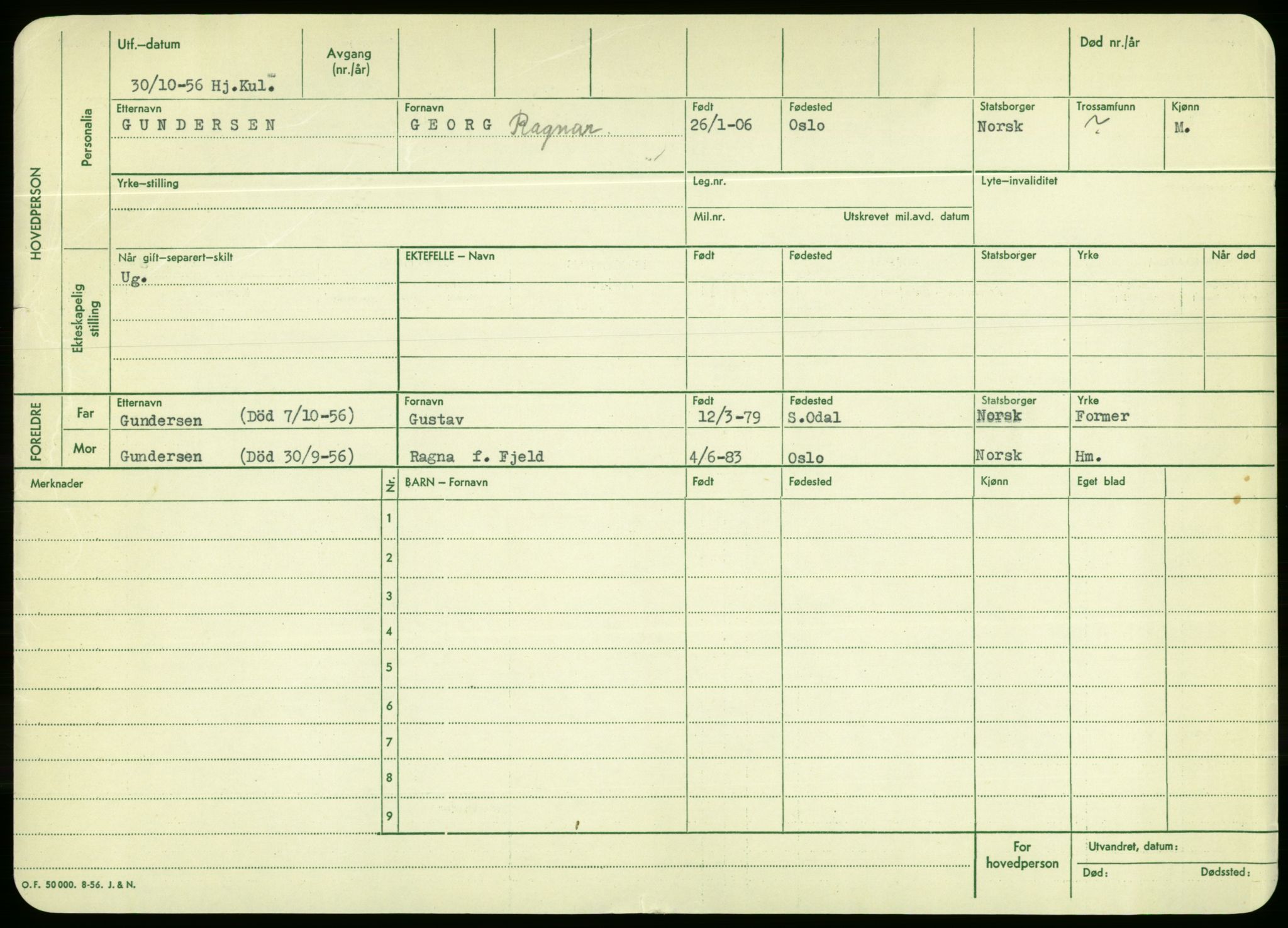 Oslo folkeregister, Registerkort, AV/SAO-A-11715/F/Fa/Fac/L0003: Menn, 1906-1914, s. 817b