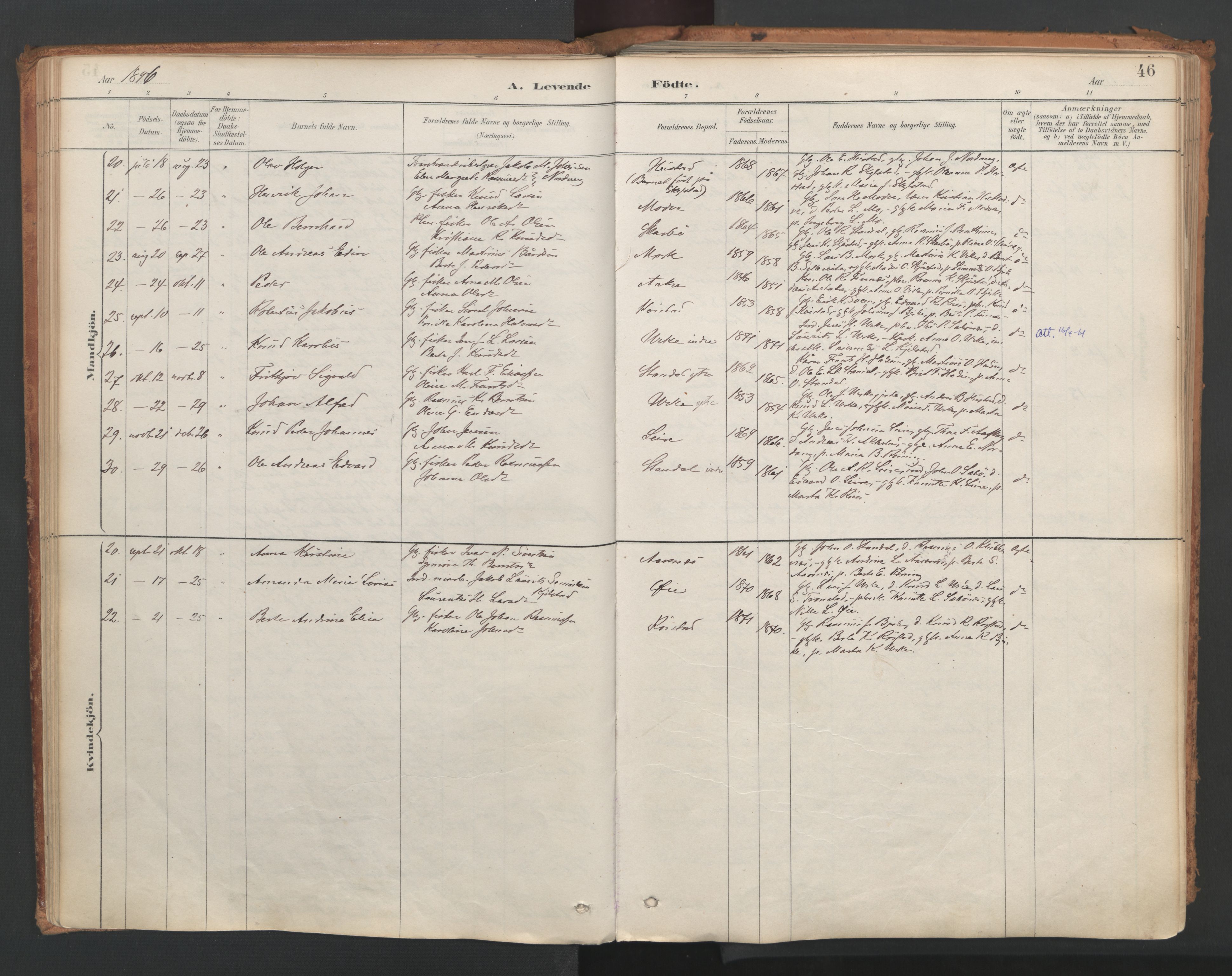 Ministerialprotokoller, klokkerbøker og fødselsregistre - Møre og Romsdal, AV/SAT-A-1454/515/L0211: Ministerialbok nr. 515A07, 1886-1910, s. 46