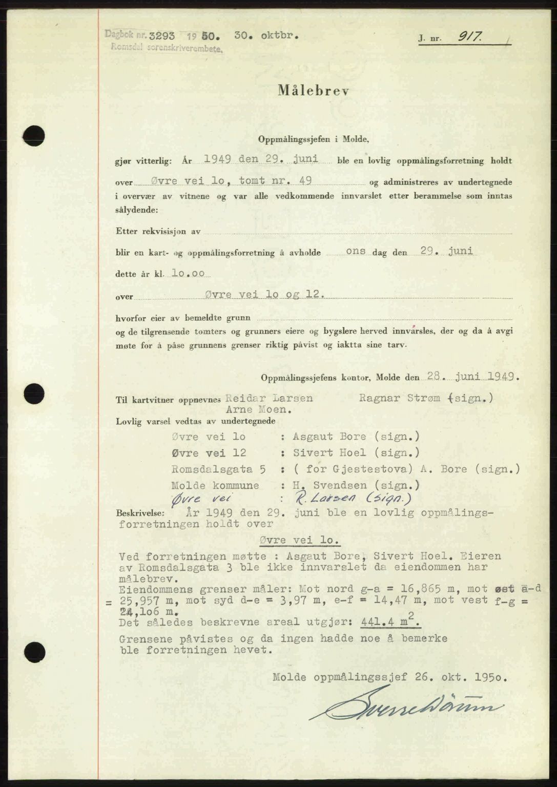 Romsdal sorenskriveri, SAT/A-4149/1/2/2C: Pantebok nr. A34, 1950-1950, Dagboknr: 3293/1950