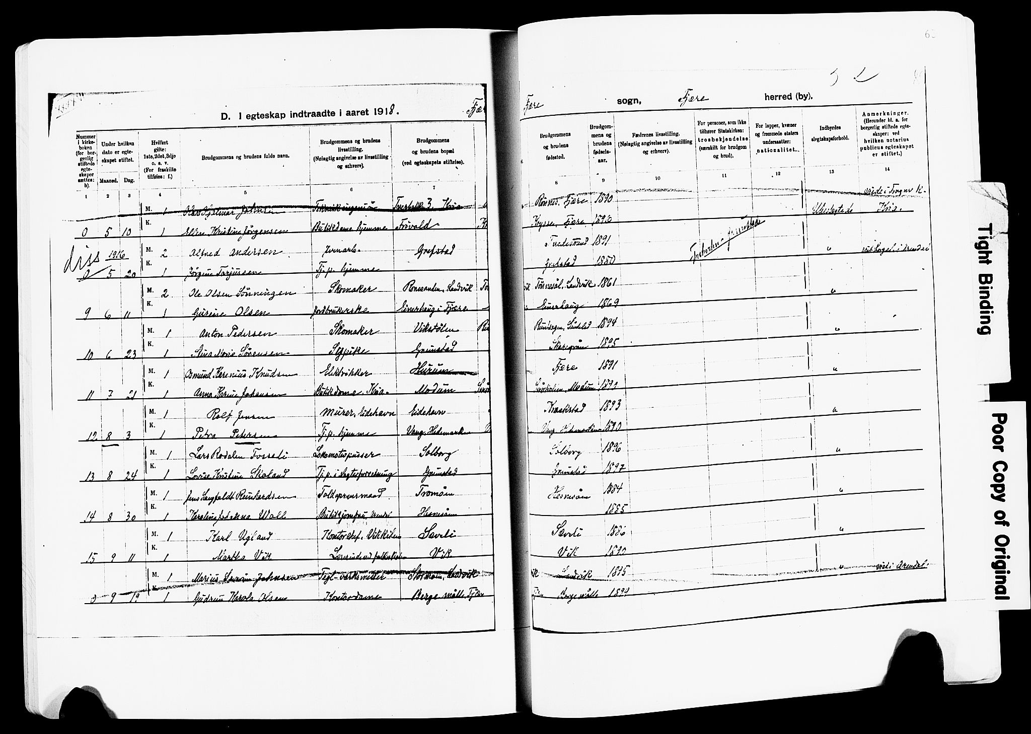 Fjære sokneprestkontor, AV/SAK-1111-0011/F/Fa/L0003: Ministerialbok nr. A 3.1, 1903-1920, s. 63