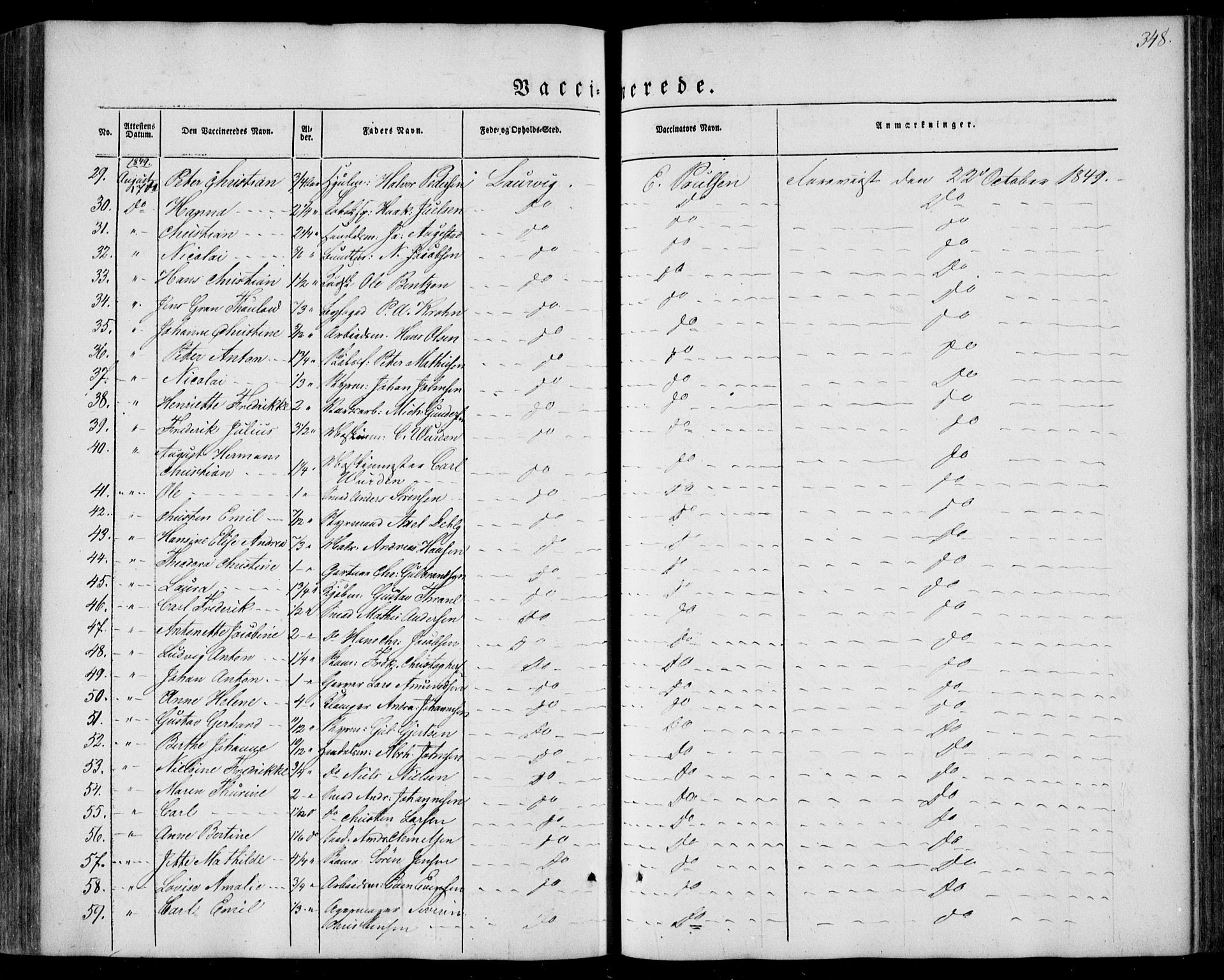 Larvik kirkebøker, AV/SAKO-A-352/F/Fa/L0003: Ministerialbok nr. I 3, 1848-1856, s. 348