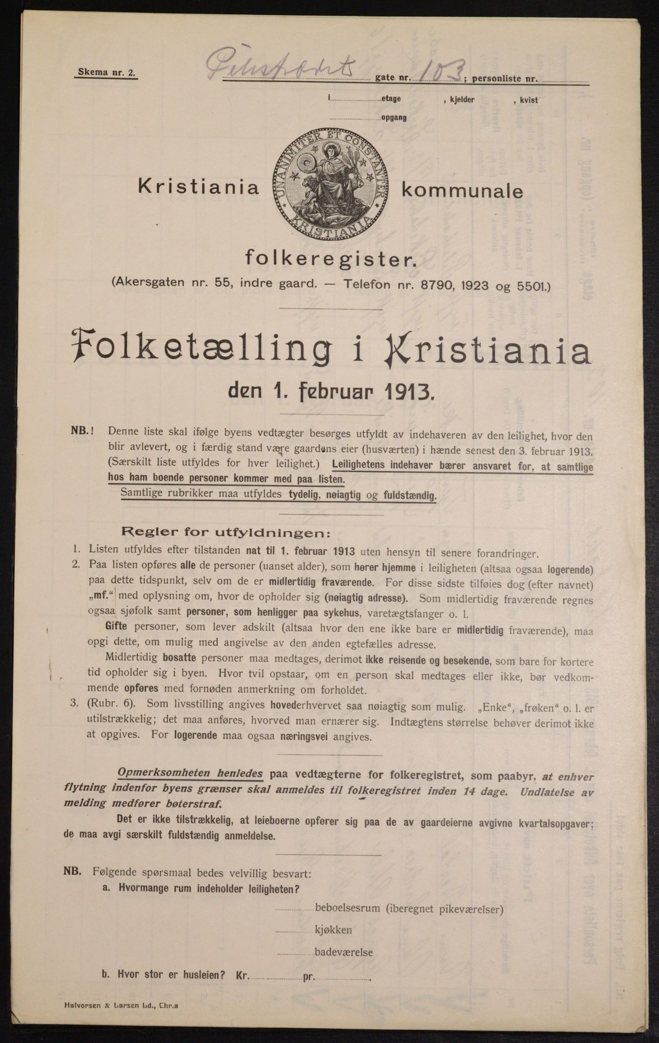 OBA, Kommunal folketelling 1.2.1913 for Kristiania, 1913, s. 80361