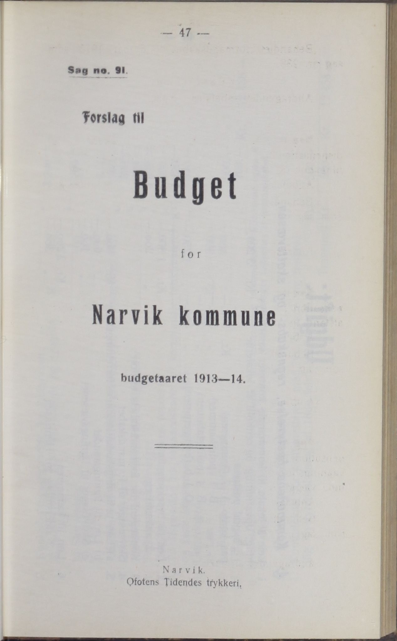 Narvik kommune. Formannskap , AIN/K-18050.150/A/Ab/L0003: Møtebok, 1913