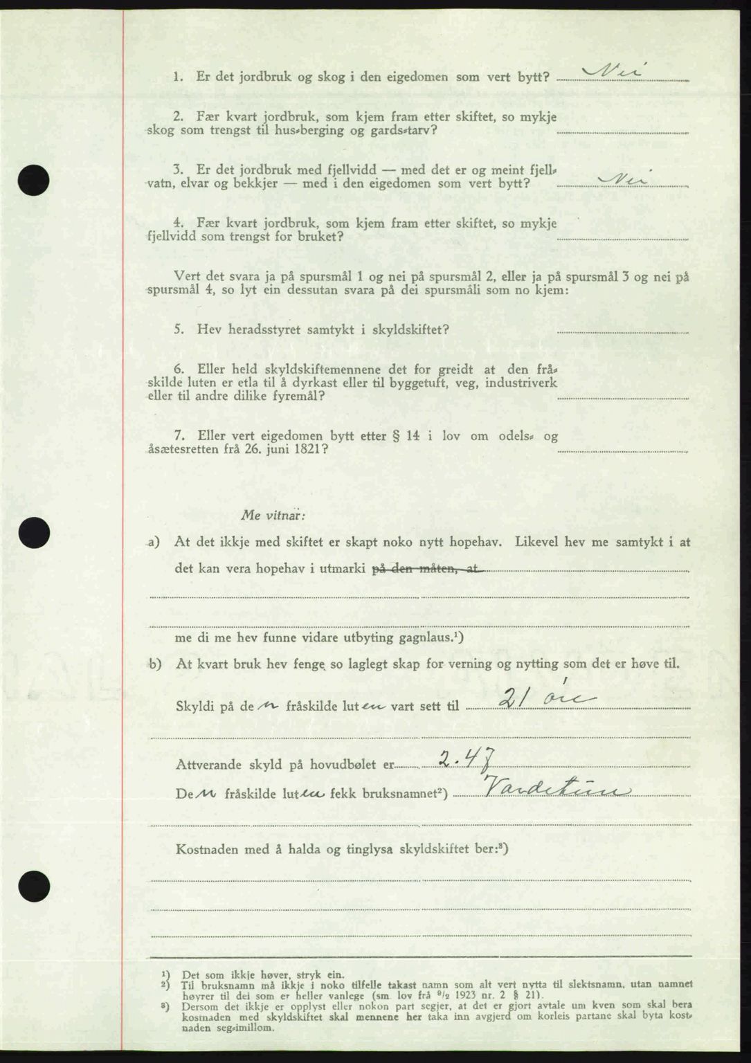 Romsdal sorenskriveri, AV/SAT-A-4149/1/2/2C: Pantebok nr. A23, 1947-1947, Dagboknr: 1091/1947