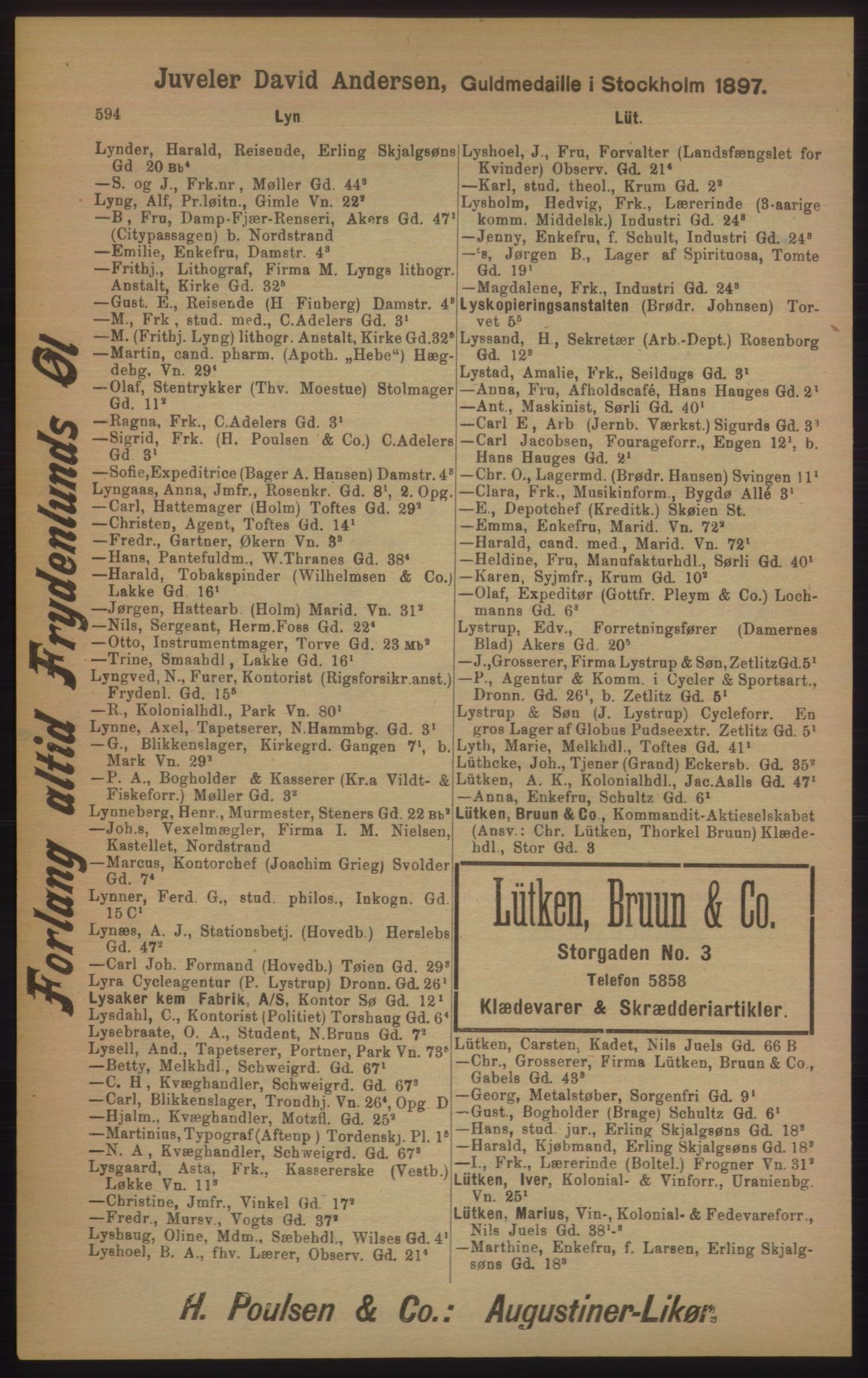 Kristiania/Oslo adressebok, PUBL/-, 1905, s. 594