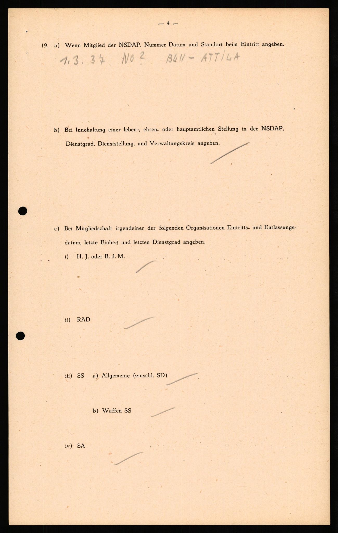 Forsvaret, Forsvarets overkommando II, RA/RAFA-3915/D/Db/L0029: CI Questionaires. Tyske okkupasjonsstyrker i Norge. Tyskere., 1945-1946, s. 13